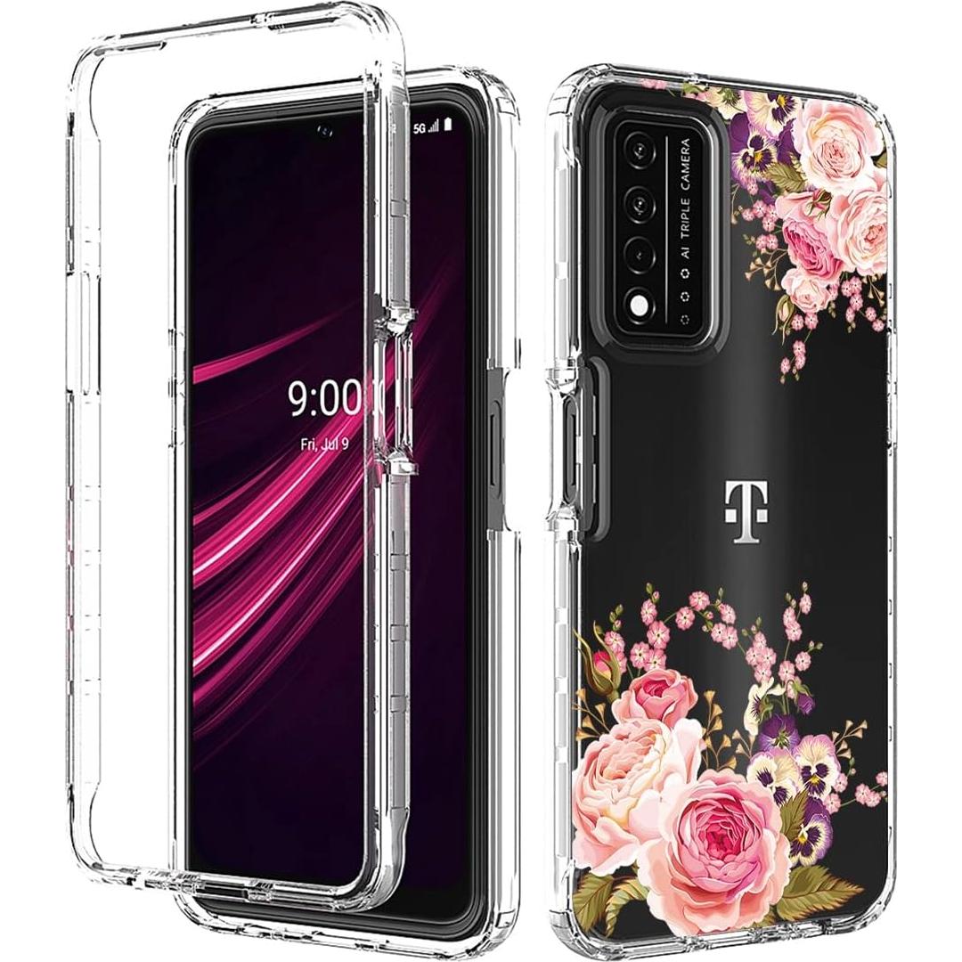 Funda Protectora Floral para T-Mobile Revvl V+ 5G con Vidrio Templado