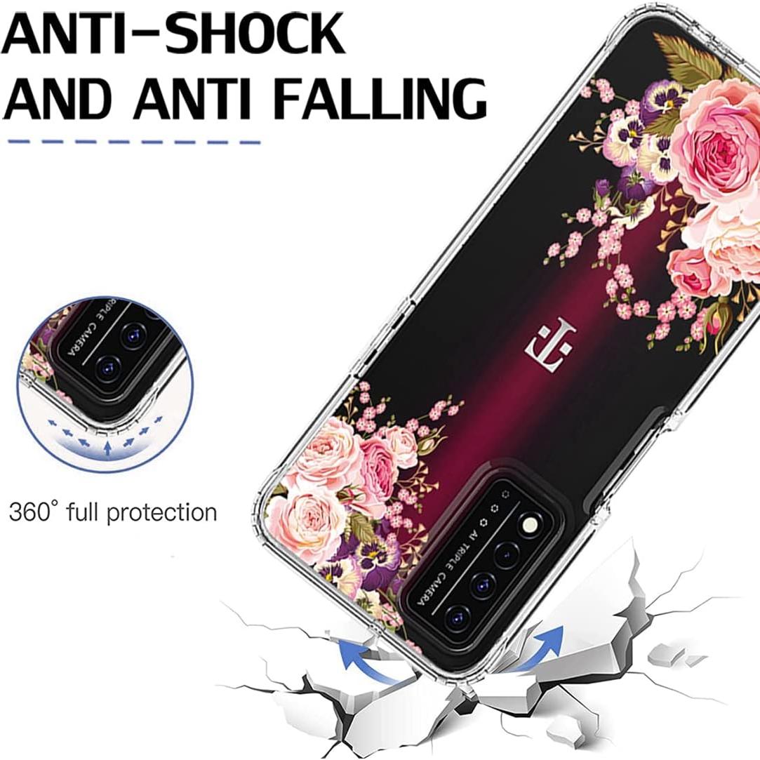Funda Protectora Floral para T-Mobile Revvl V+ 5G con Vidrio Templado