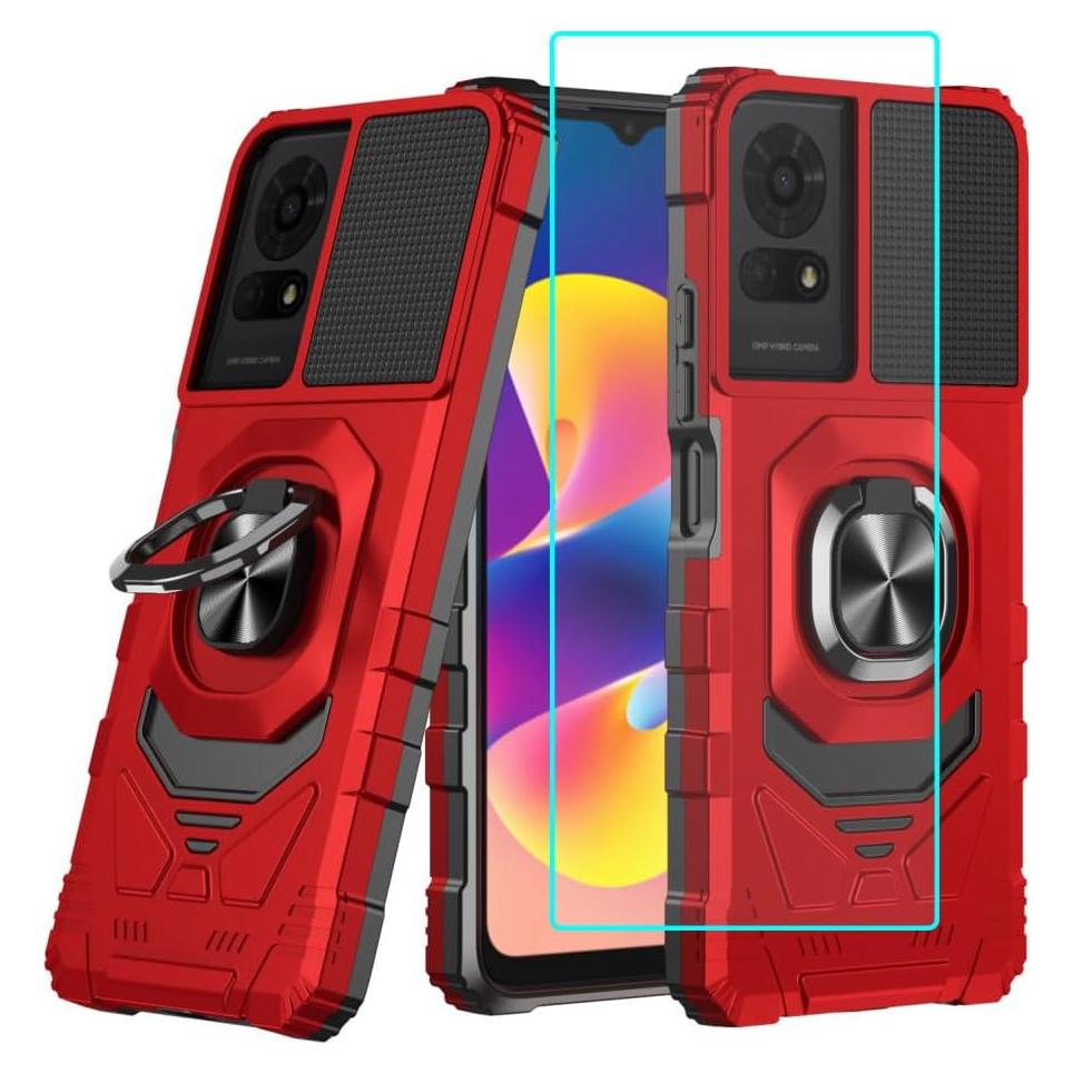 Funda Doble Capa para TCL 50 LE/K24/K23 con Protector Rojo