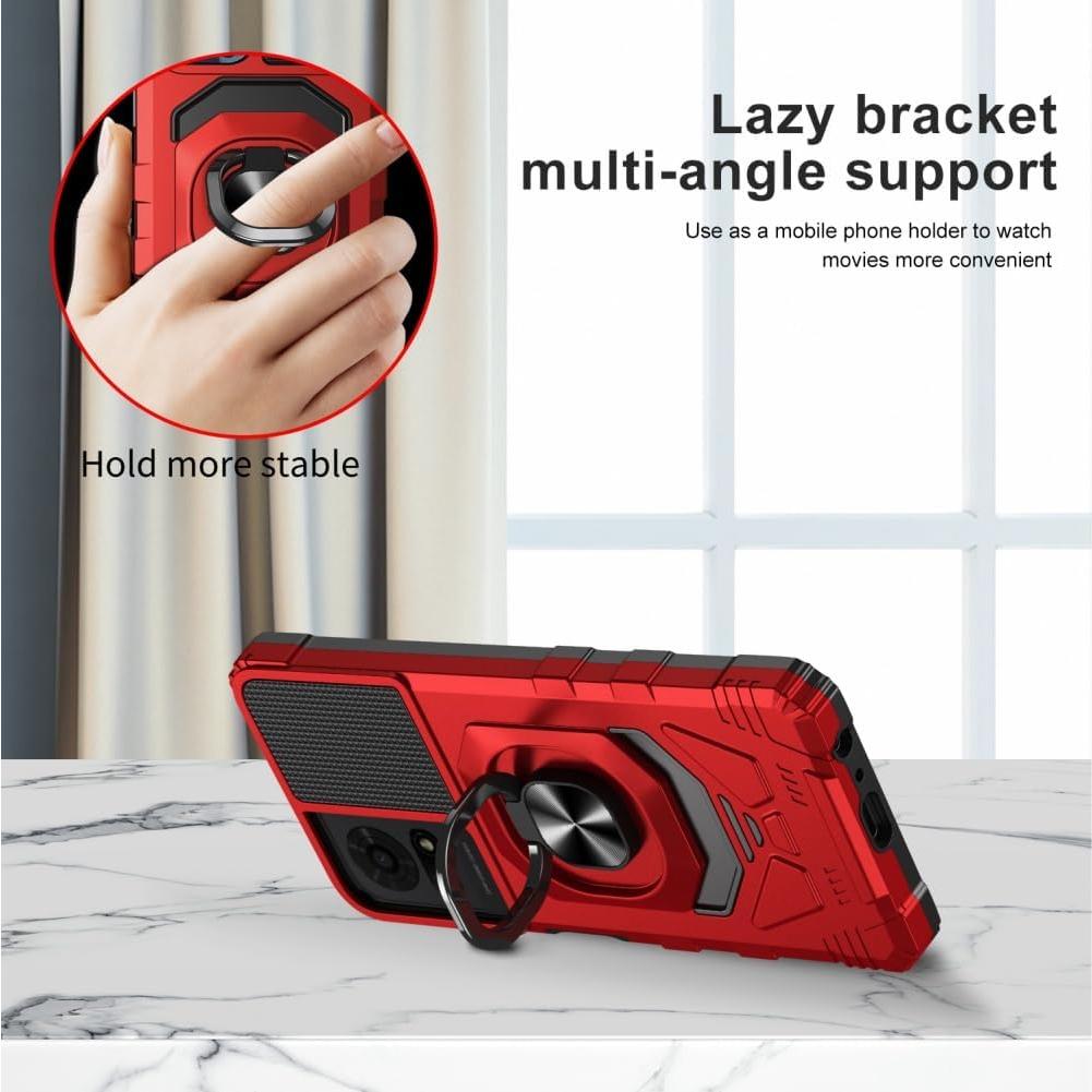 Funda Doble Capa para TCL 50 LE/K24/K23 con Protector Rojo