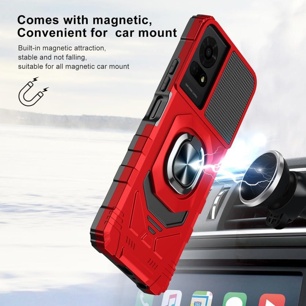 Funda Doble Capa para TCL 50 LE/K24/K23 con Protector Rojo