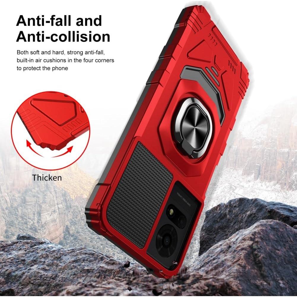 Funda Doble Capa para TCL 50 LE/K24/K23 con Protector Rojo
