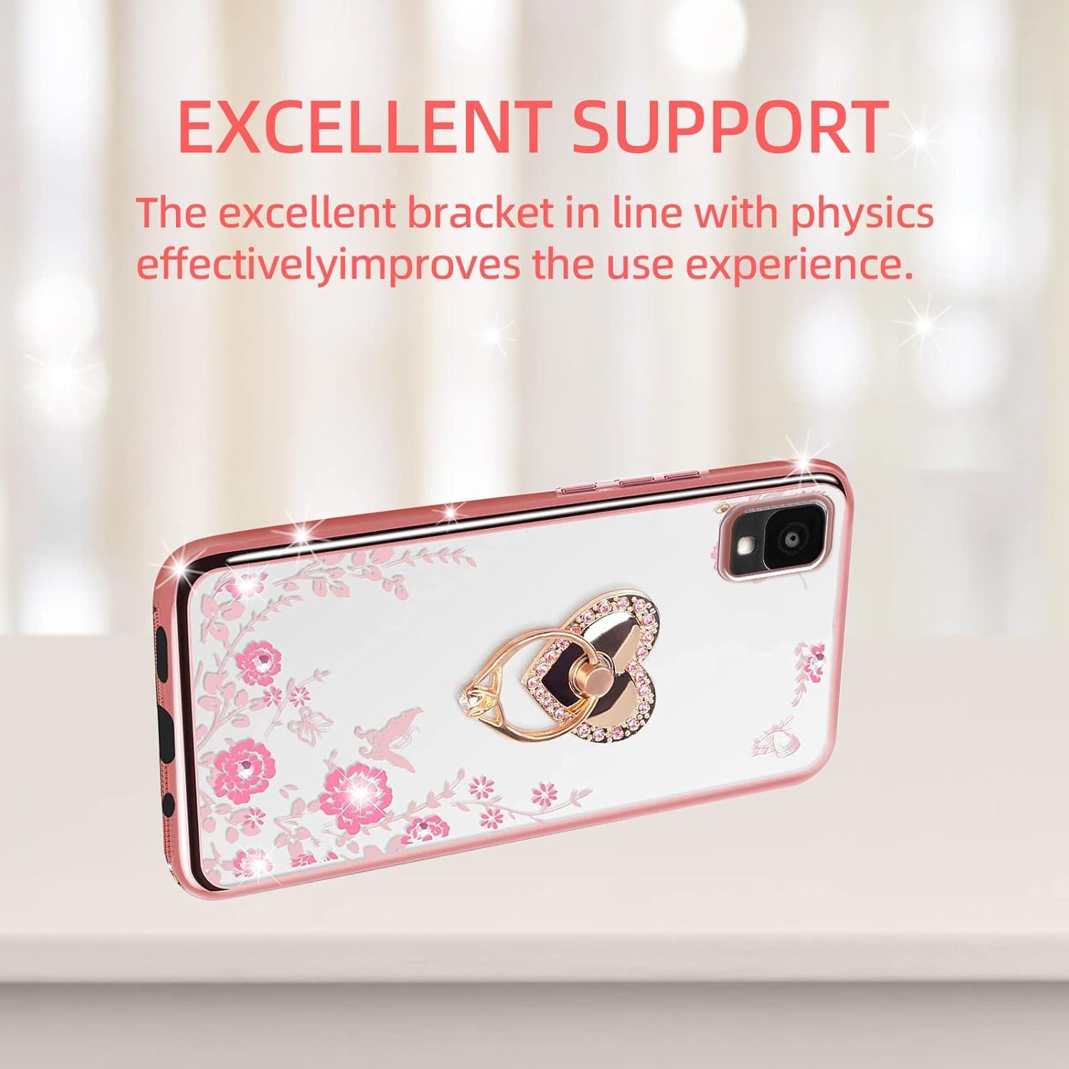 Funda KuDiNi Oro Rosa para Alcatel TCL 30 Z T602DL con Soporte