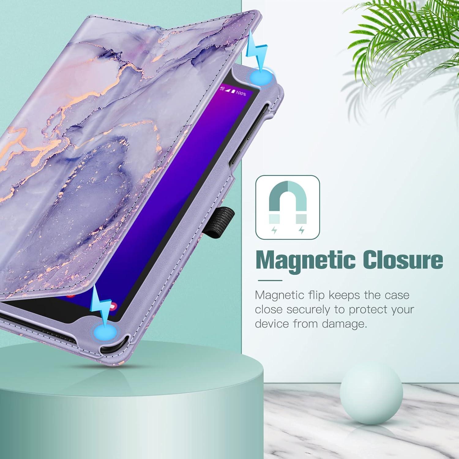 Funda Folio Fintie para Alcatel Joy Tab 2 y TCL Tab 8.0 - Cuero PU Lila