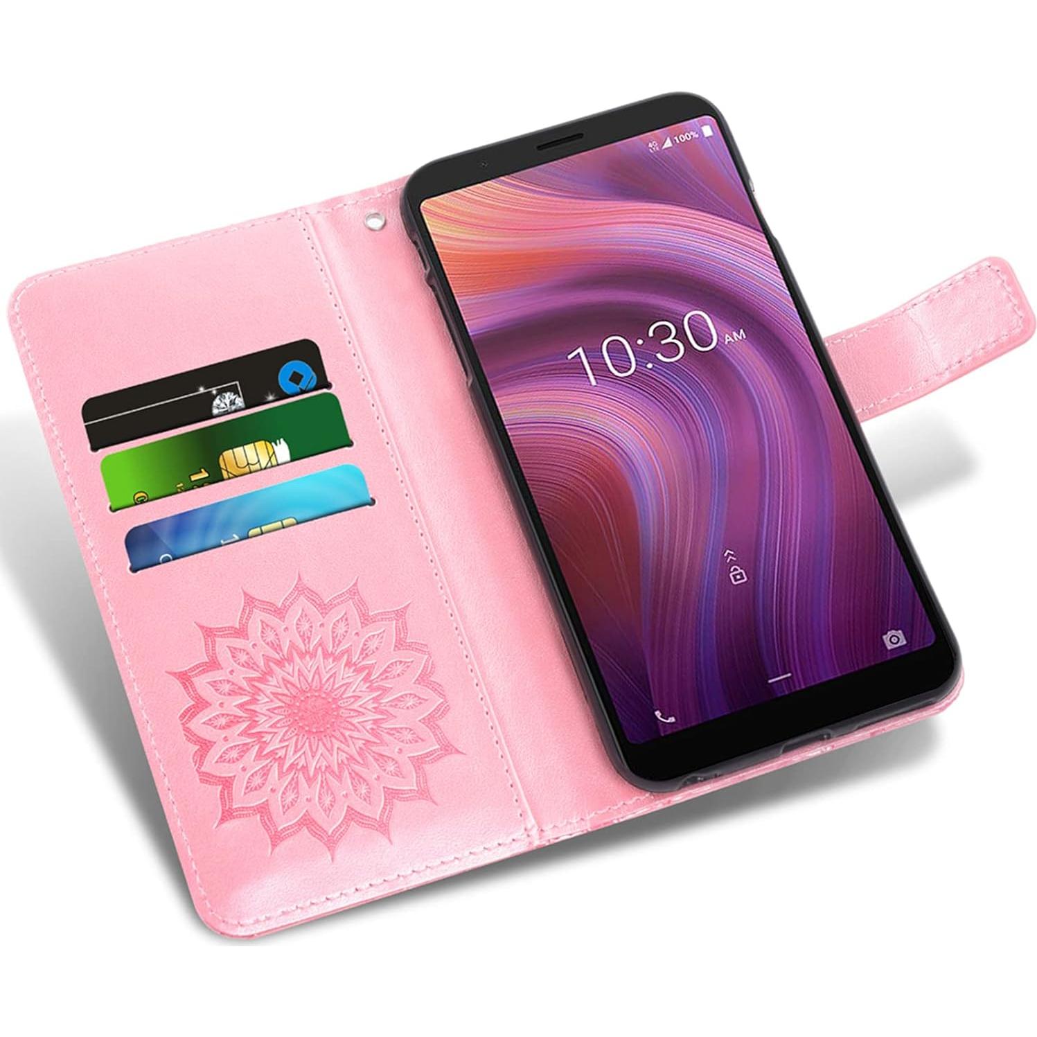 Funda de cuero Alcatel 3V 2019 con protector y billetera