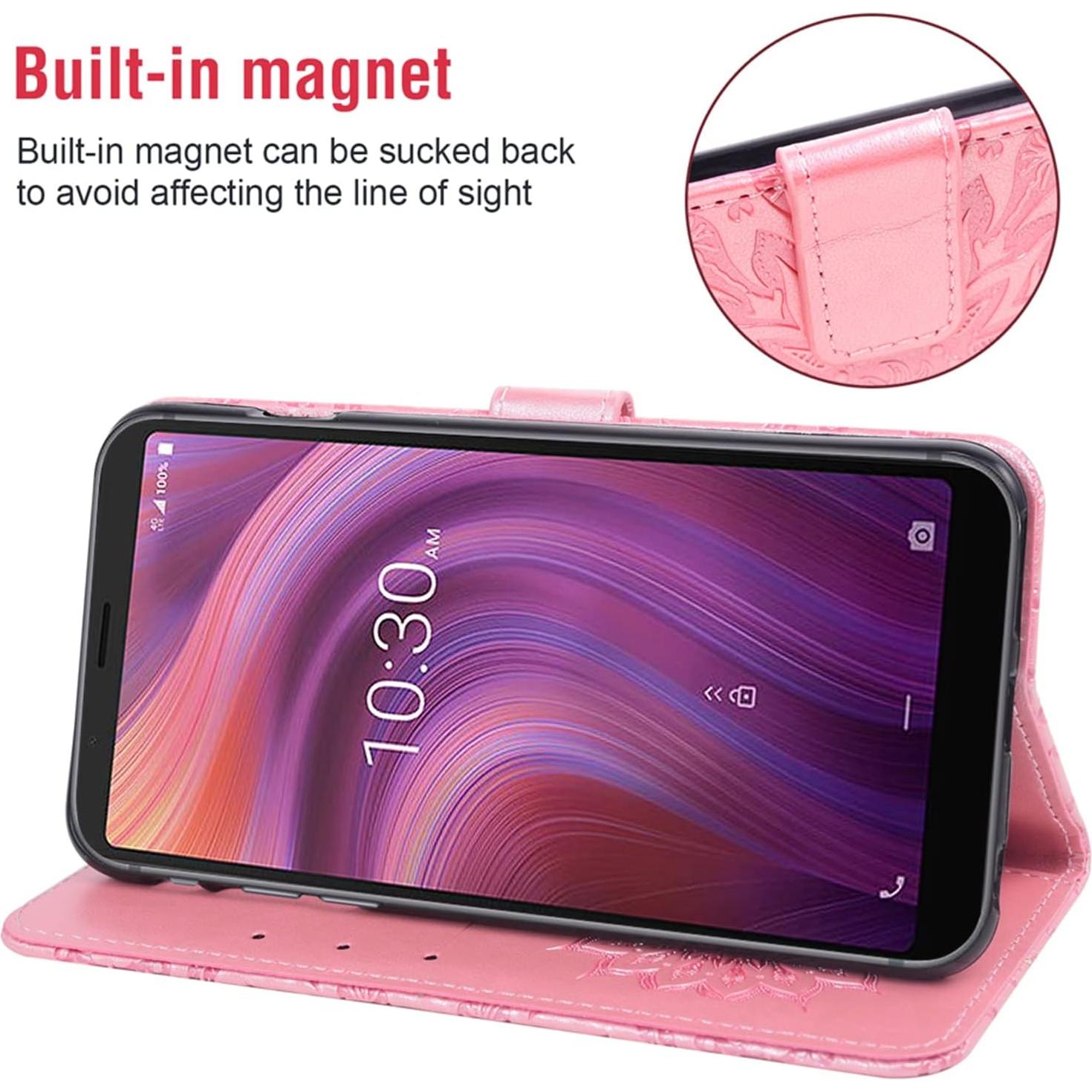 Funda de cuero Alcatel 3V 2019 con protector y billetera