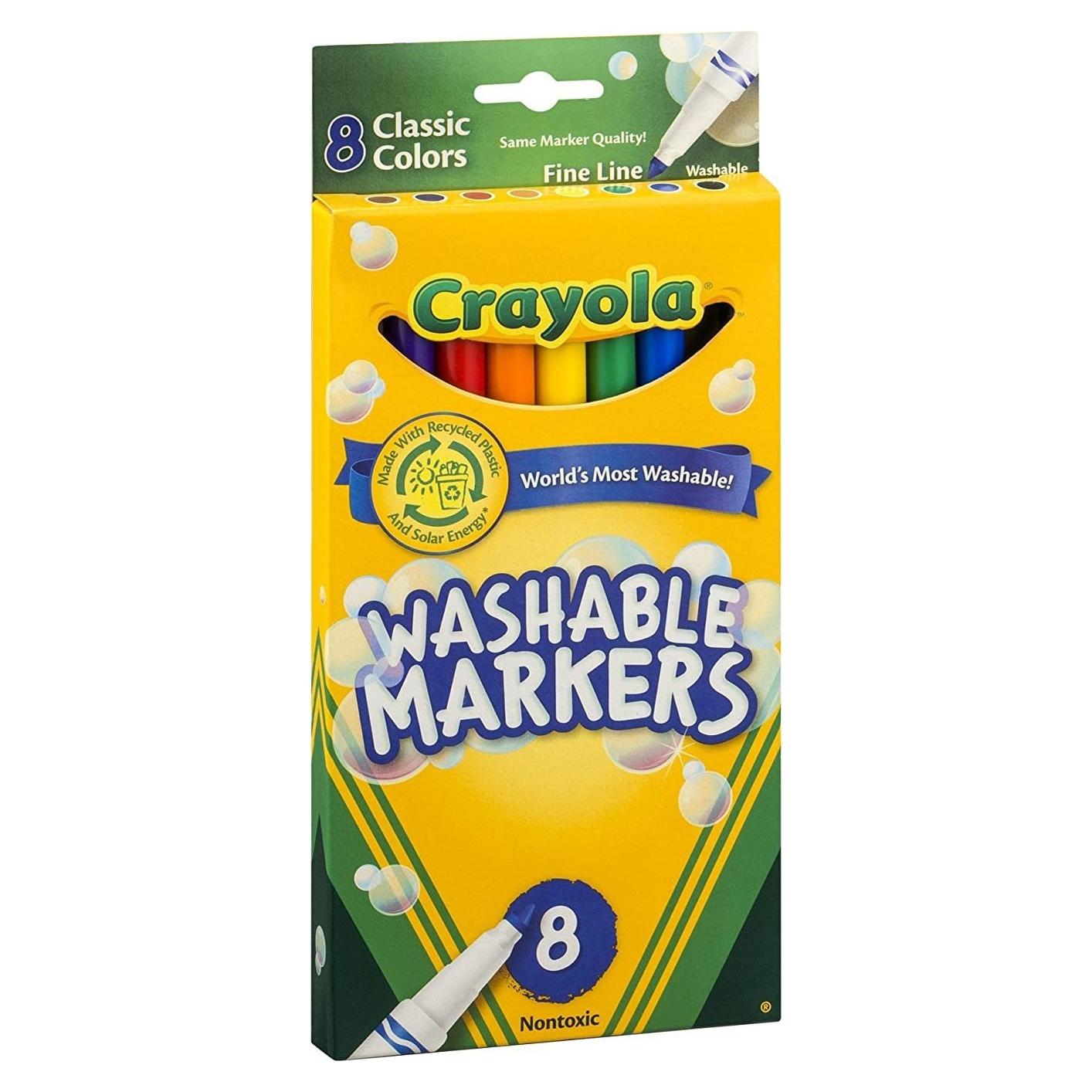 Marcadores Lavables Crayola, Fina, 8 Colores Clásicos