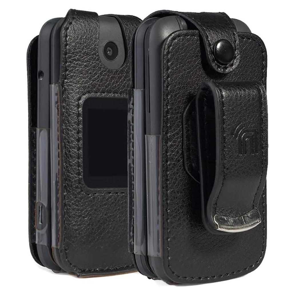 Funda Ajustada Nakedcellphone para Alcatel Go Flip 3 - Cuero Vegano Negro