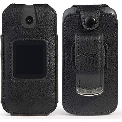 Funda Ajustada Nakedcellphone para Alcatel Go Flip 3 - Cuero Vegano Negro