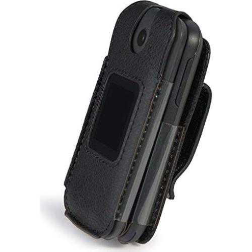 Funda Ajustada Nakedcellphone para Alcatel Go Flip 3 - Cuero Vegano Negro