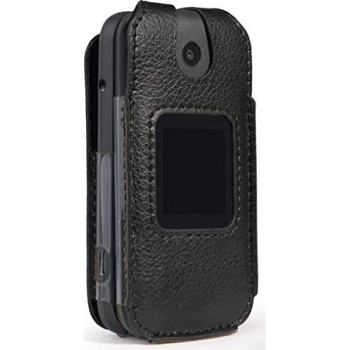 Funda Ajustada Nakedcellphone para Alcatel Go Flip 3 - Cuero Vegano Negro