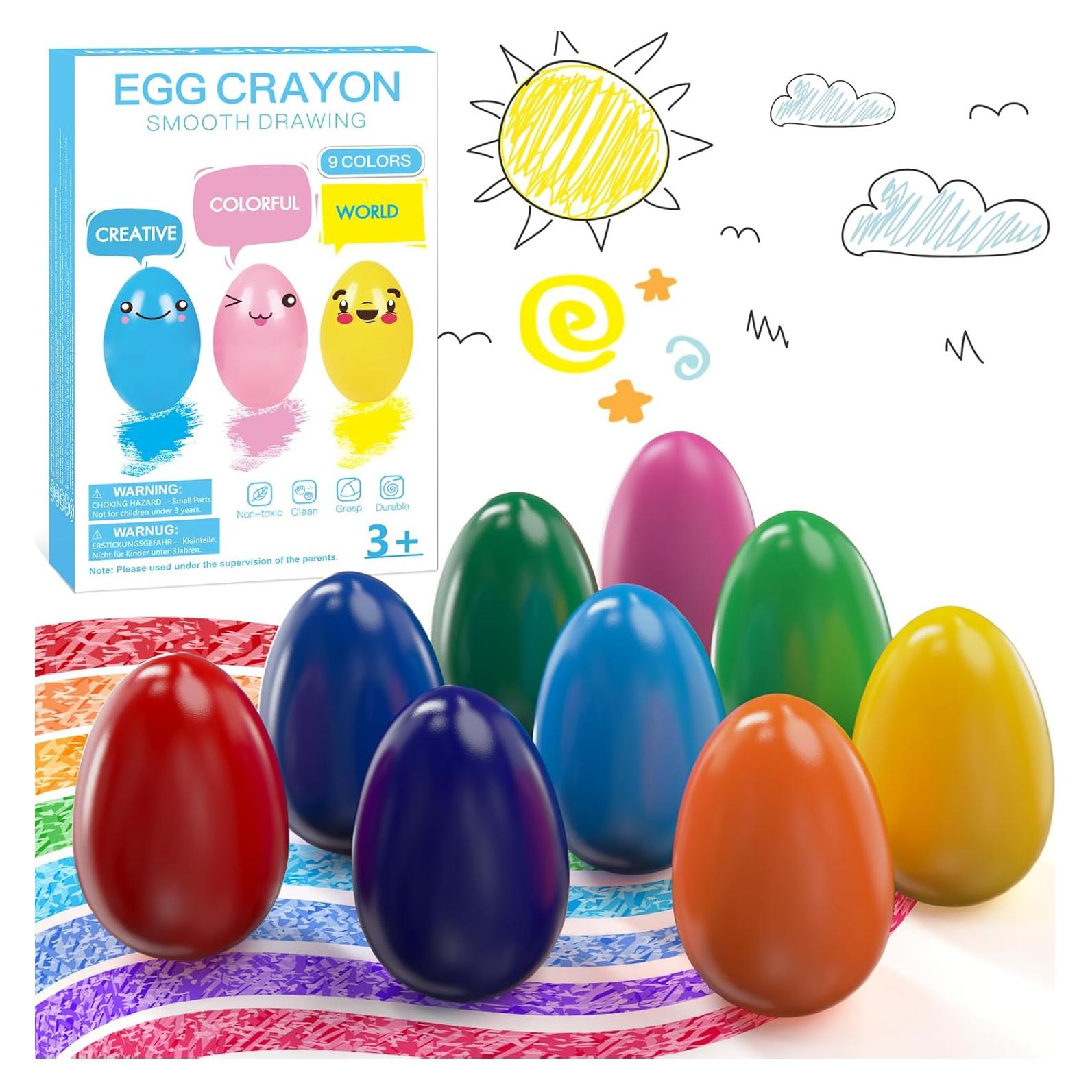 Crayones de Huevo Tencoz 9 Colores No Tóxicos Lavables 3+