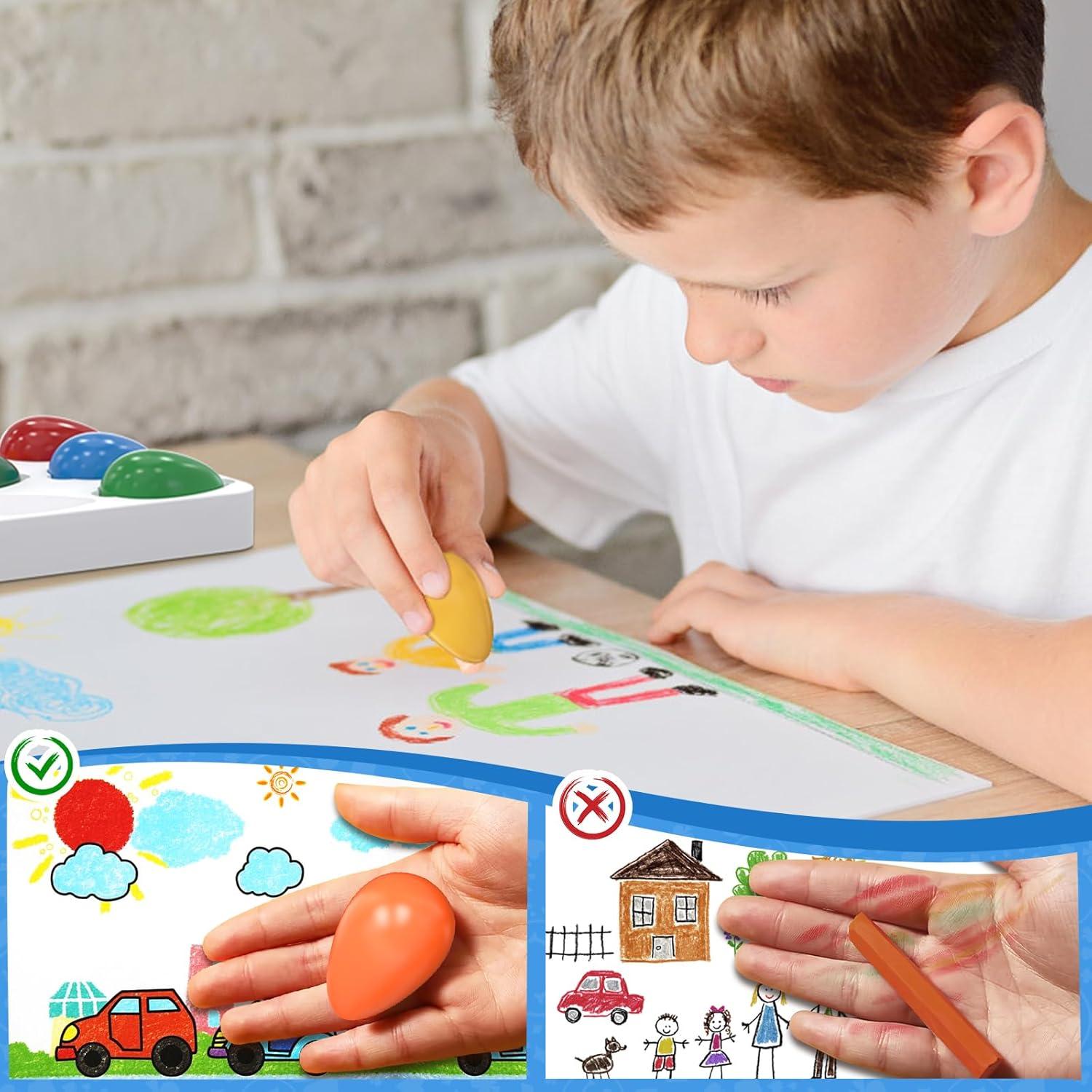 Crayones de Huevo Tencoz 9 Colores No Tóxicos Lavables 3+