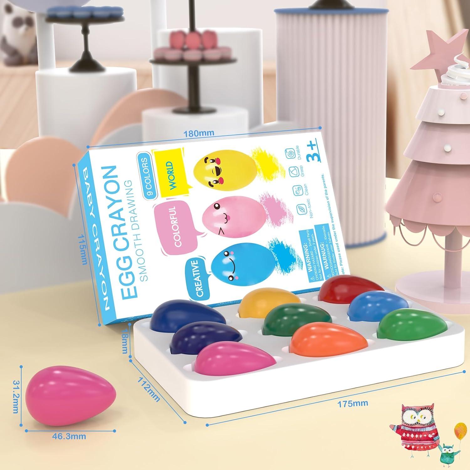 Crayones de Huevo Tencoz 9 Colores No Tóxicos Lavables 3+