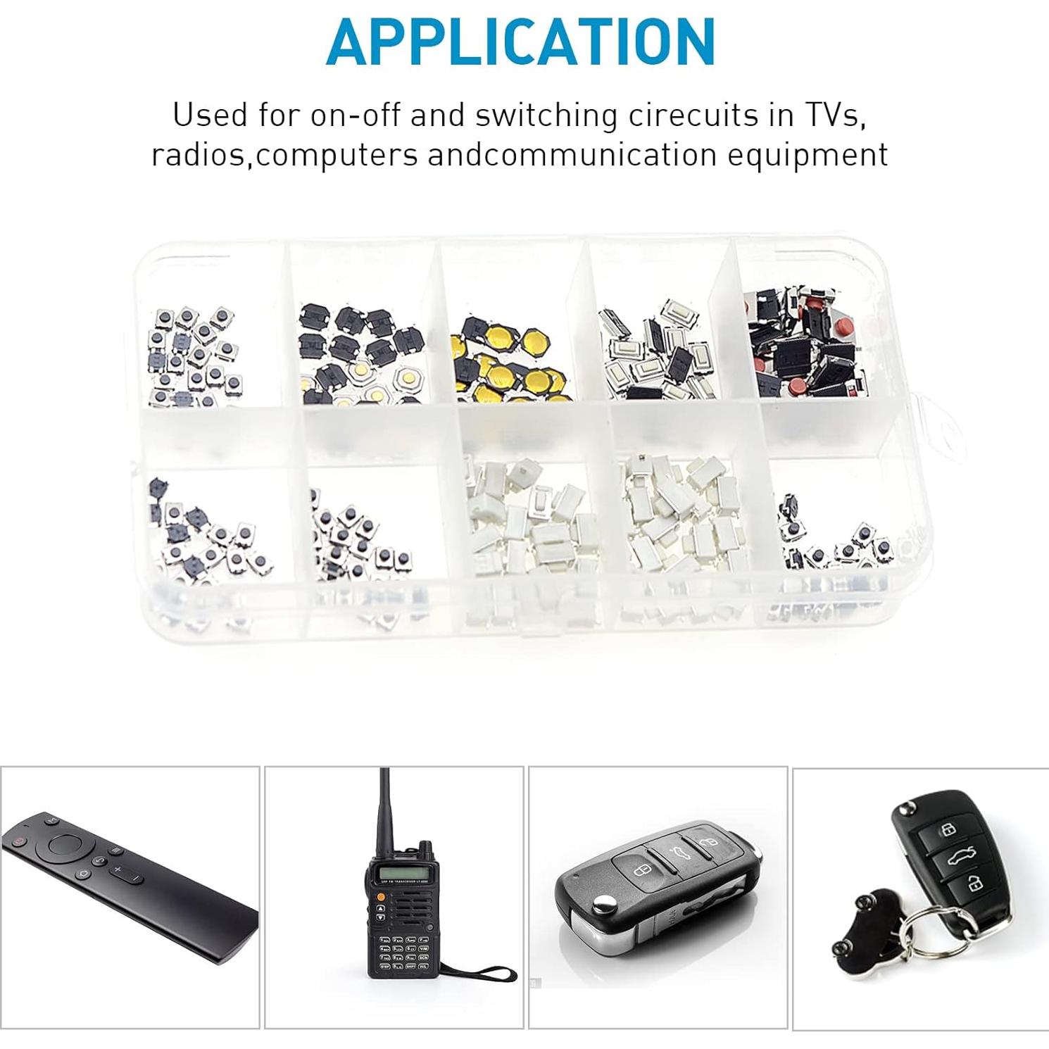 Kit de 200 Interruptores Táctiles Micro Momentáneo QTEATAK