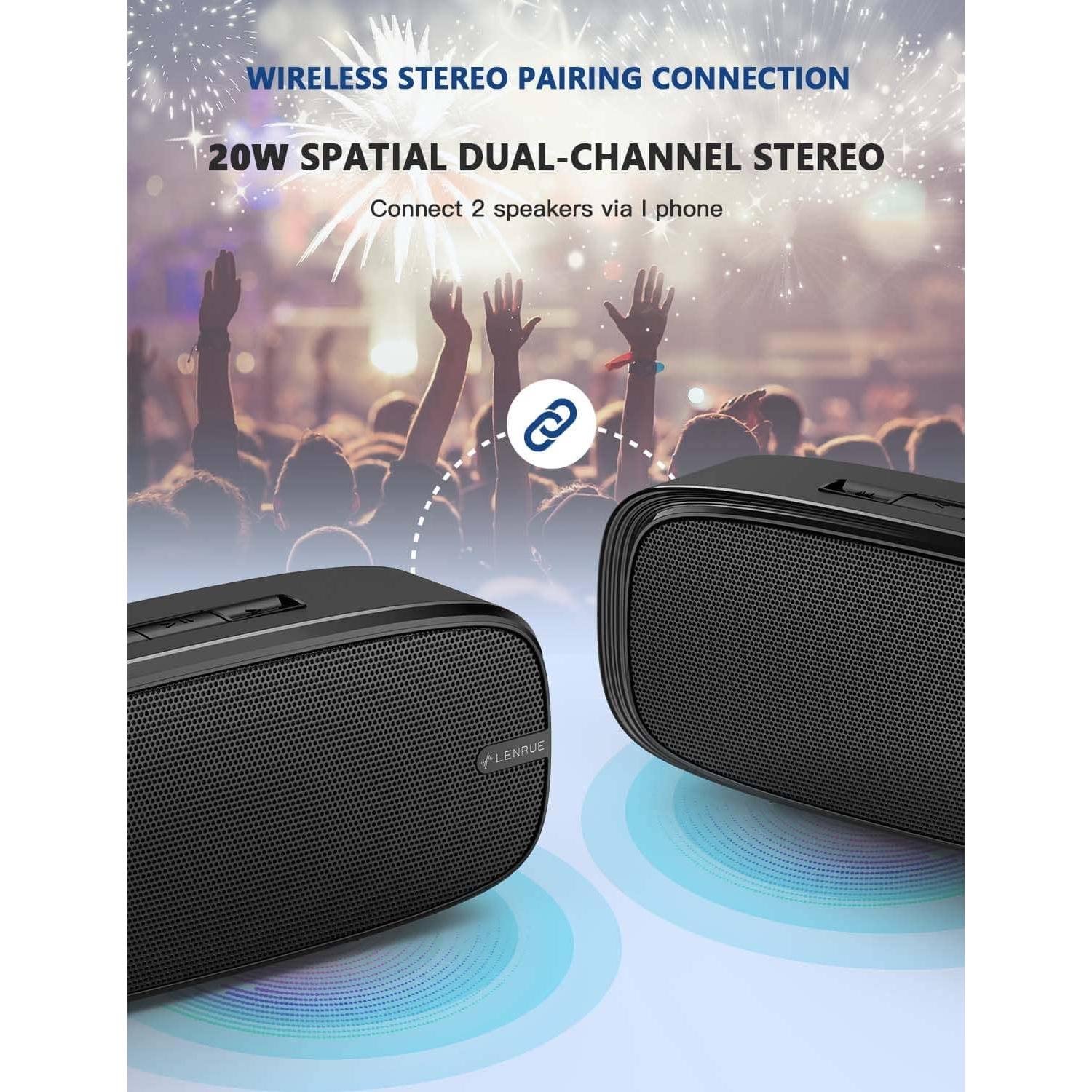 Altavoz Bluetooth Portátil LENRUE A10, 12 Horas de Batería, Sonido Estéreo