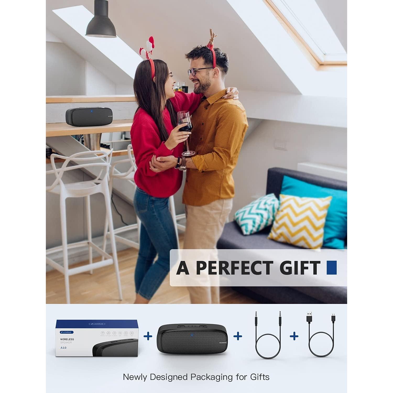 Altavoz Bluetooth Portátil LENRUE A10, 12 Horas de Batería, Sonido Estéreo