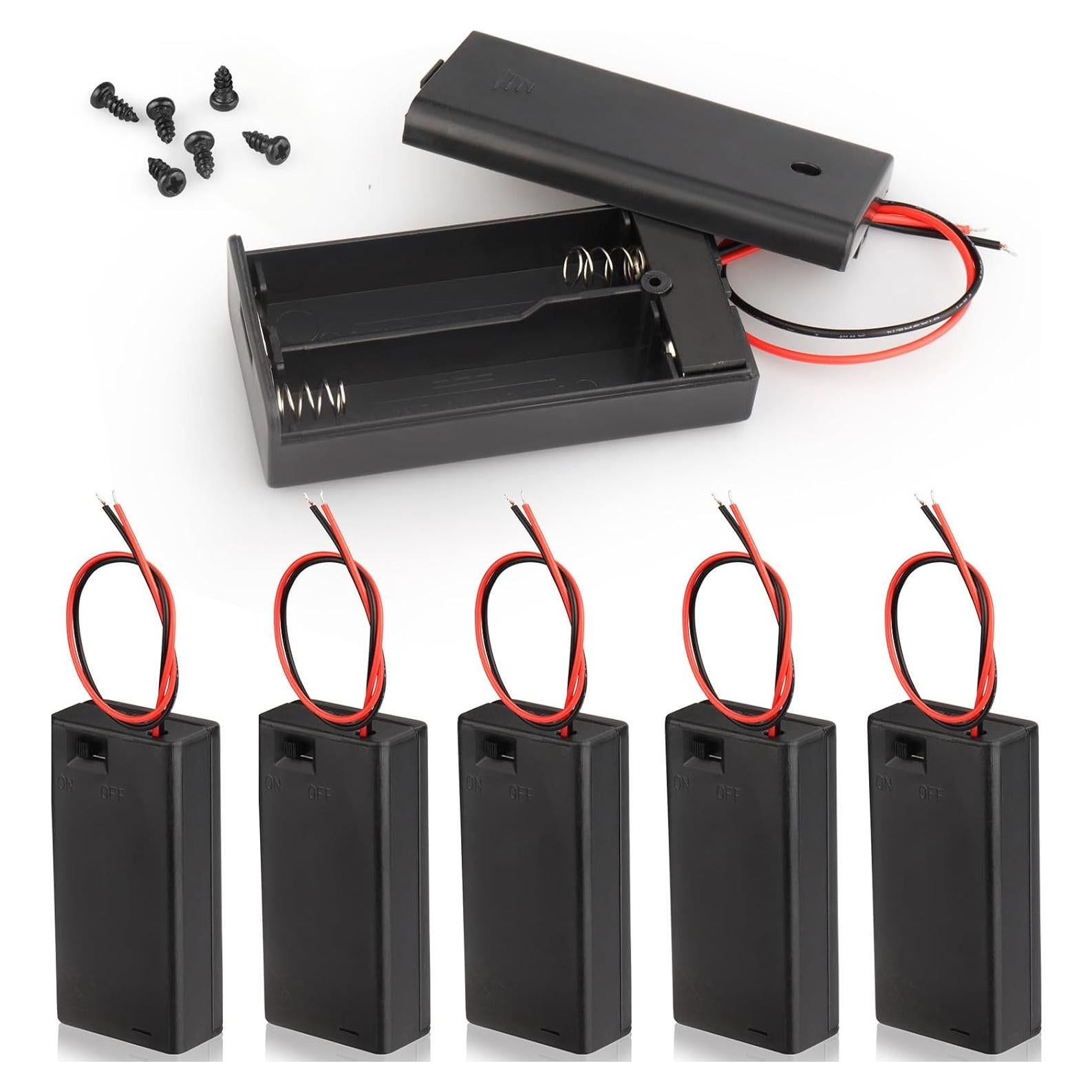 Soportes de Batería AA con Cables y Interruptor VWEICYY - 6 Piezas