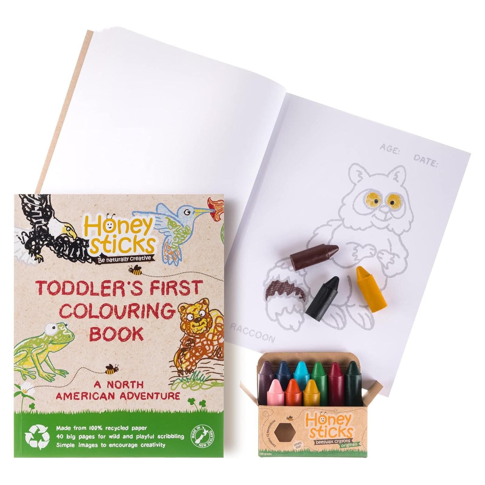 Crayones de Cera de Abeja Honeysticks + Libro para Colorear