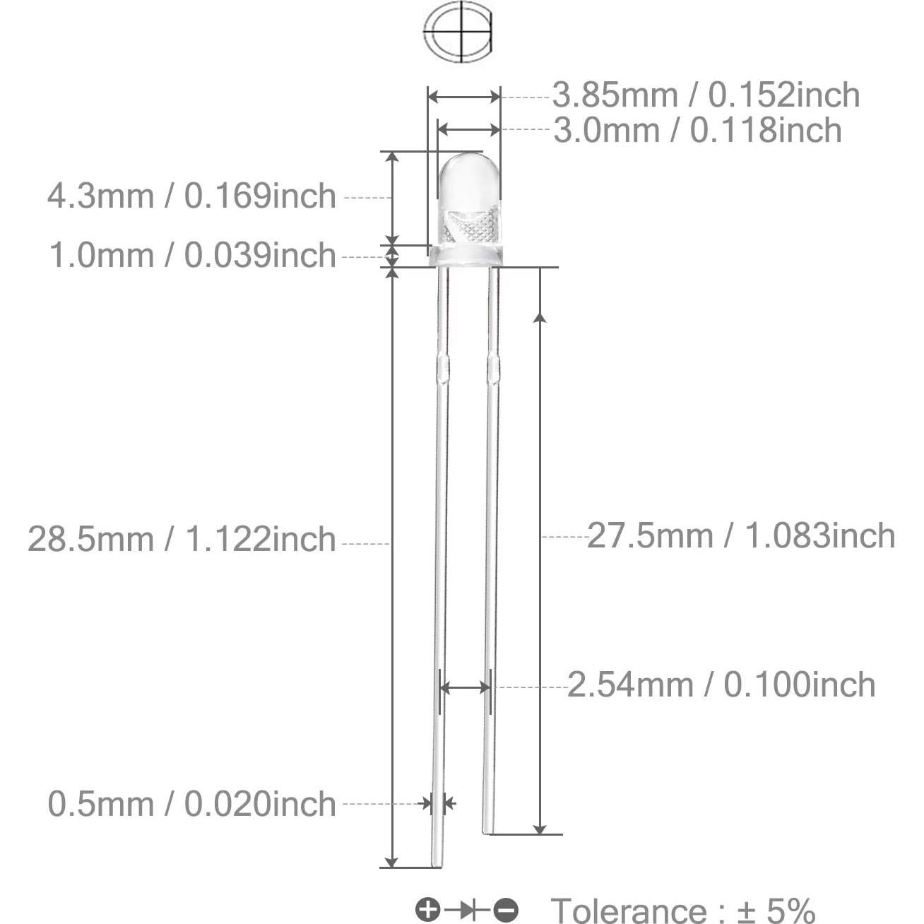 Diodos LED Infrarrojos 850nm CHANZON 100 Piezas 3mm