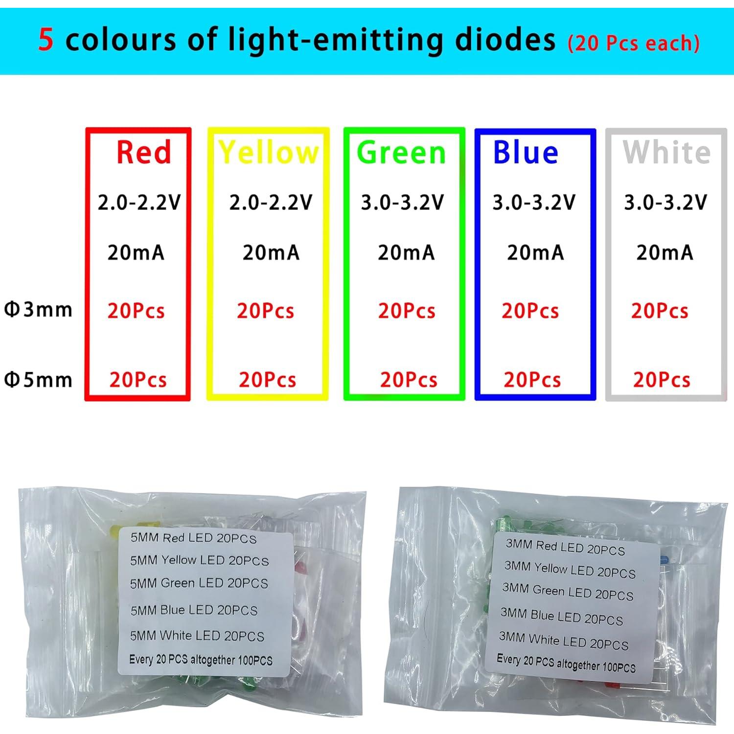 Kit de Componentes Electrónicos 1800 Pcs Nodehawk - LED, Resistencias, Capacitores, Transistores