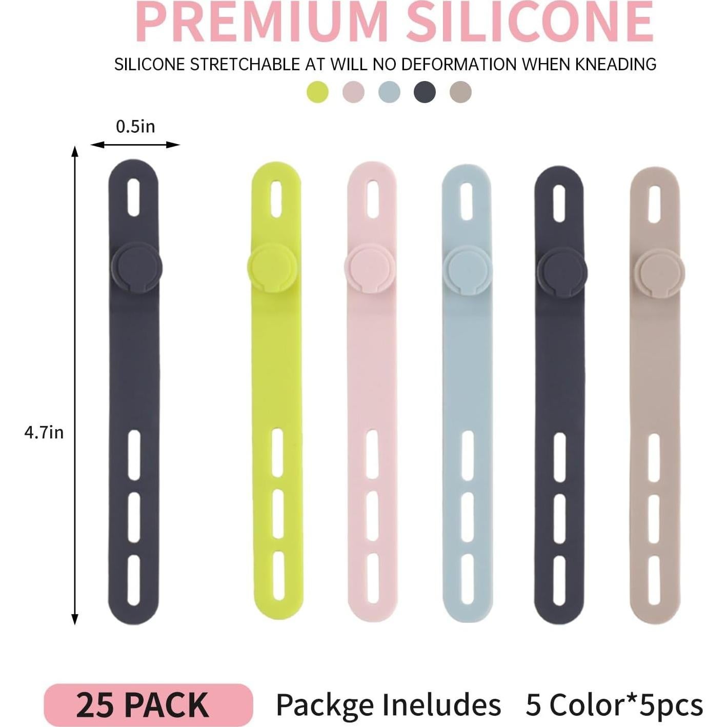 Oligei 25 Sujetadores de Cable de Silicona Reutilizables