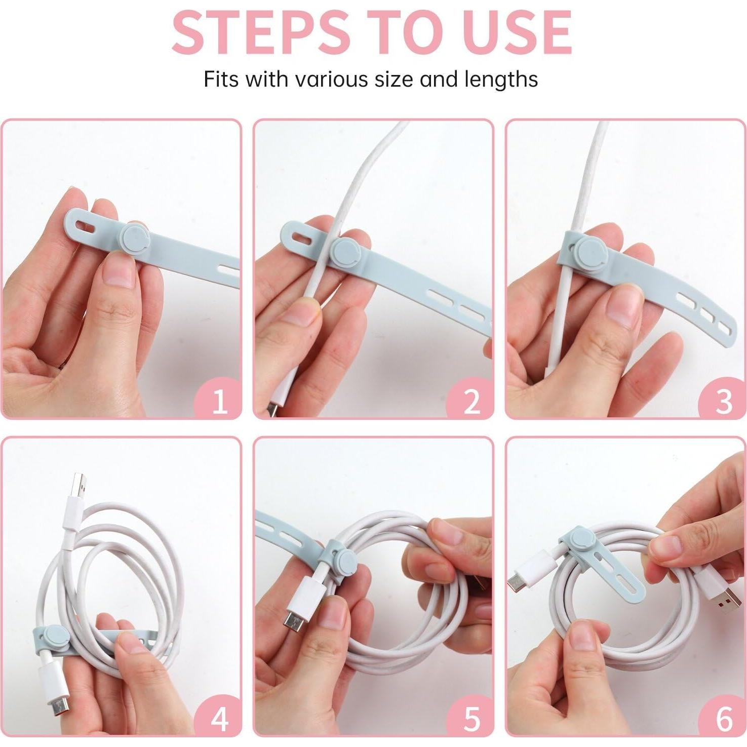 Oligei 25 Sujetadores de Cable de Silicona Reutilizables