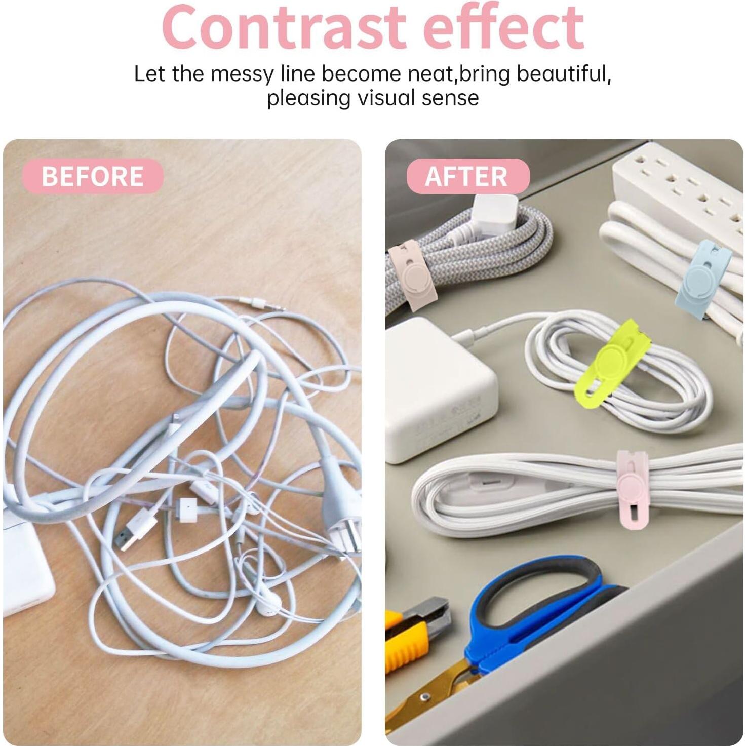 Oligei 25 Sujetadores de Cable de Silicona Reutilizables