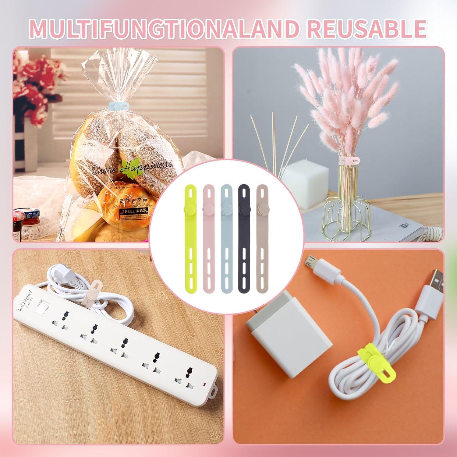 Oligei 25 Sujetadores de Cable de Silicona Reutilizables