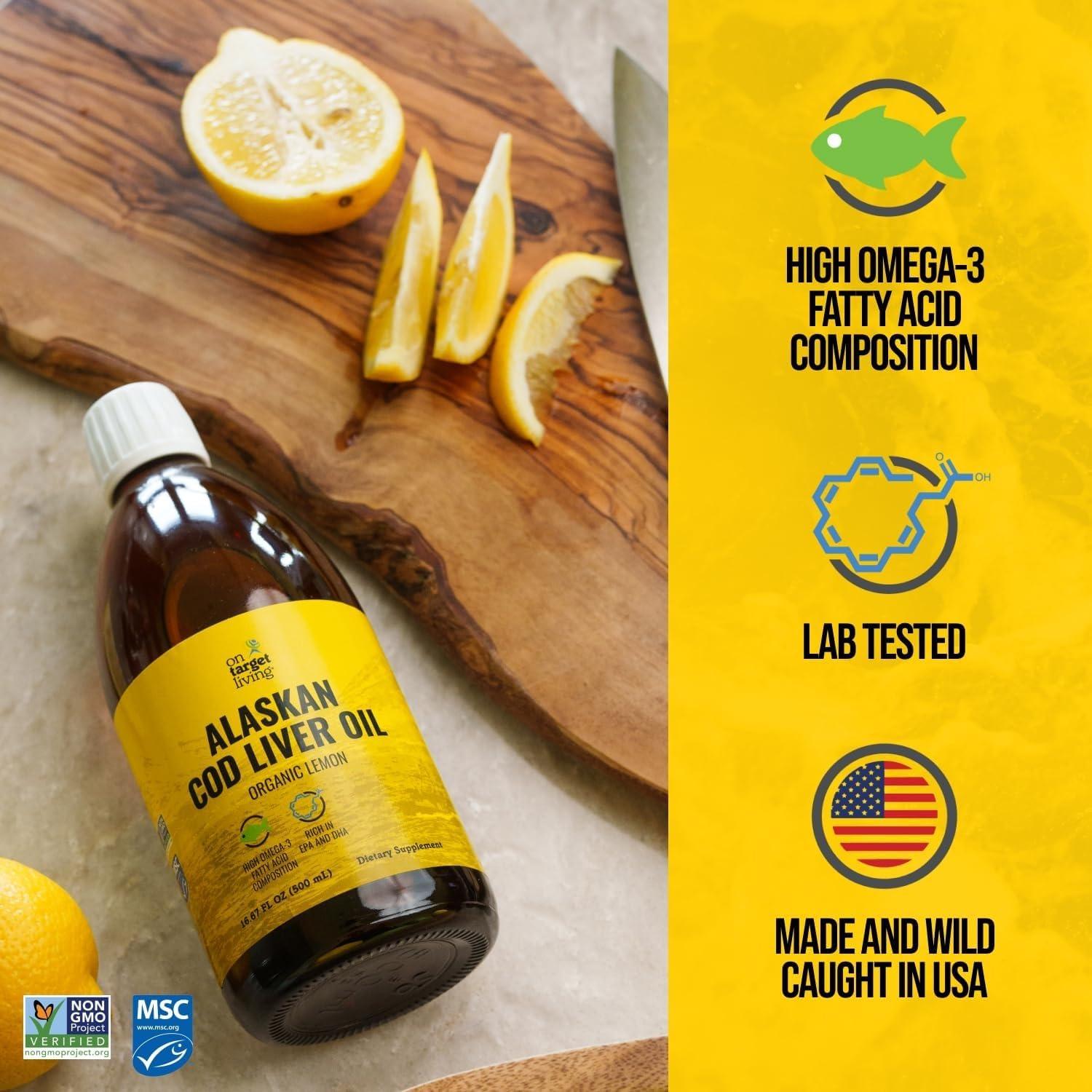 Aceite de Hígado de Bacalao On Target Living 473 ml Limón Orgánico