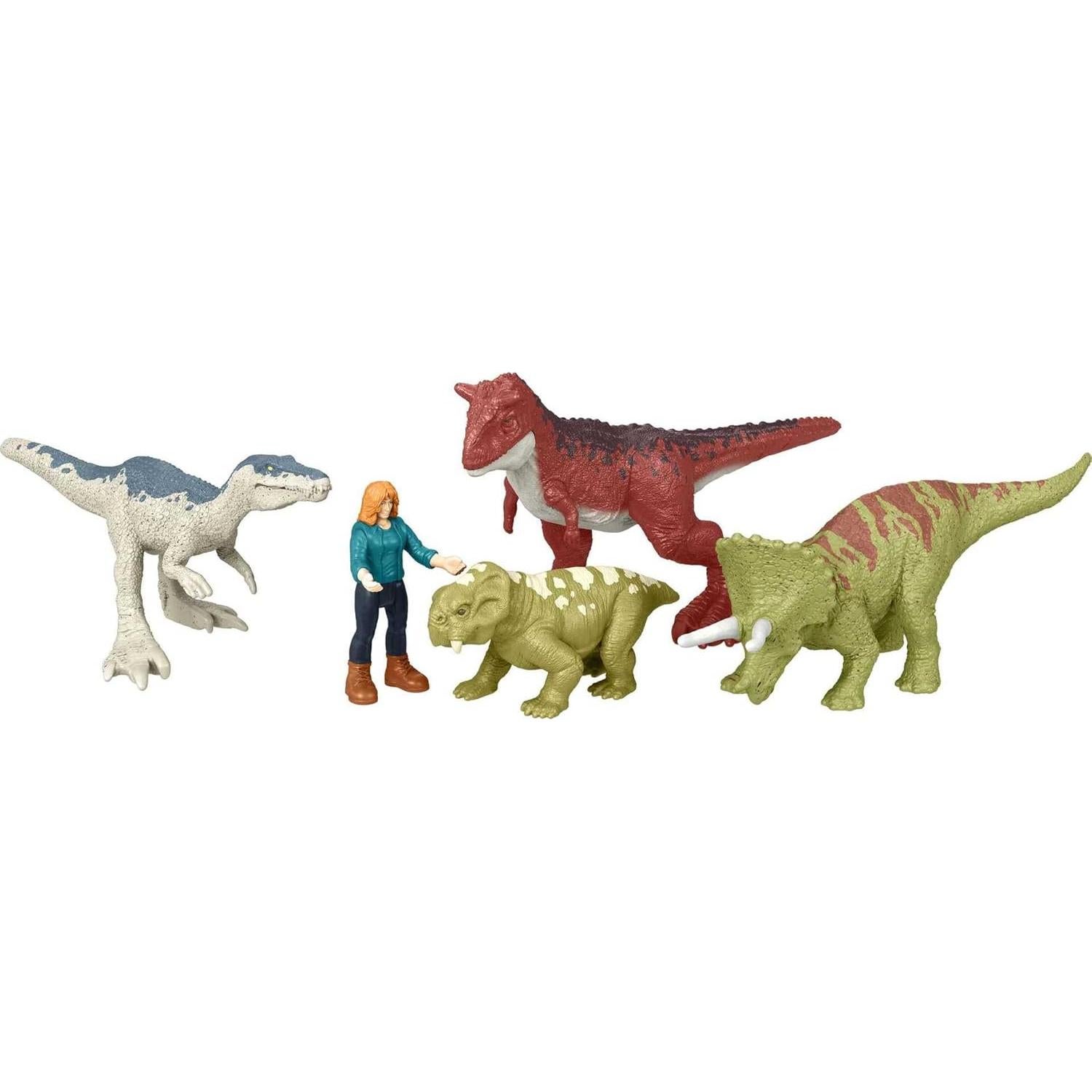 Paquete de 5 Mini Figuras Jurassic World Mattel - Choque de Carnotaurus