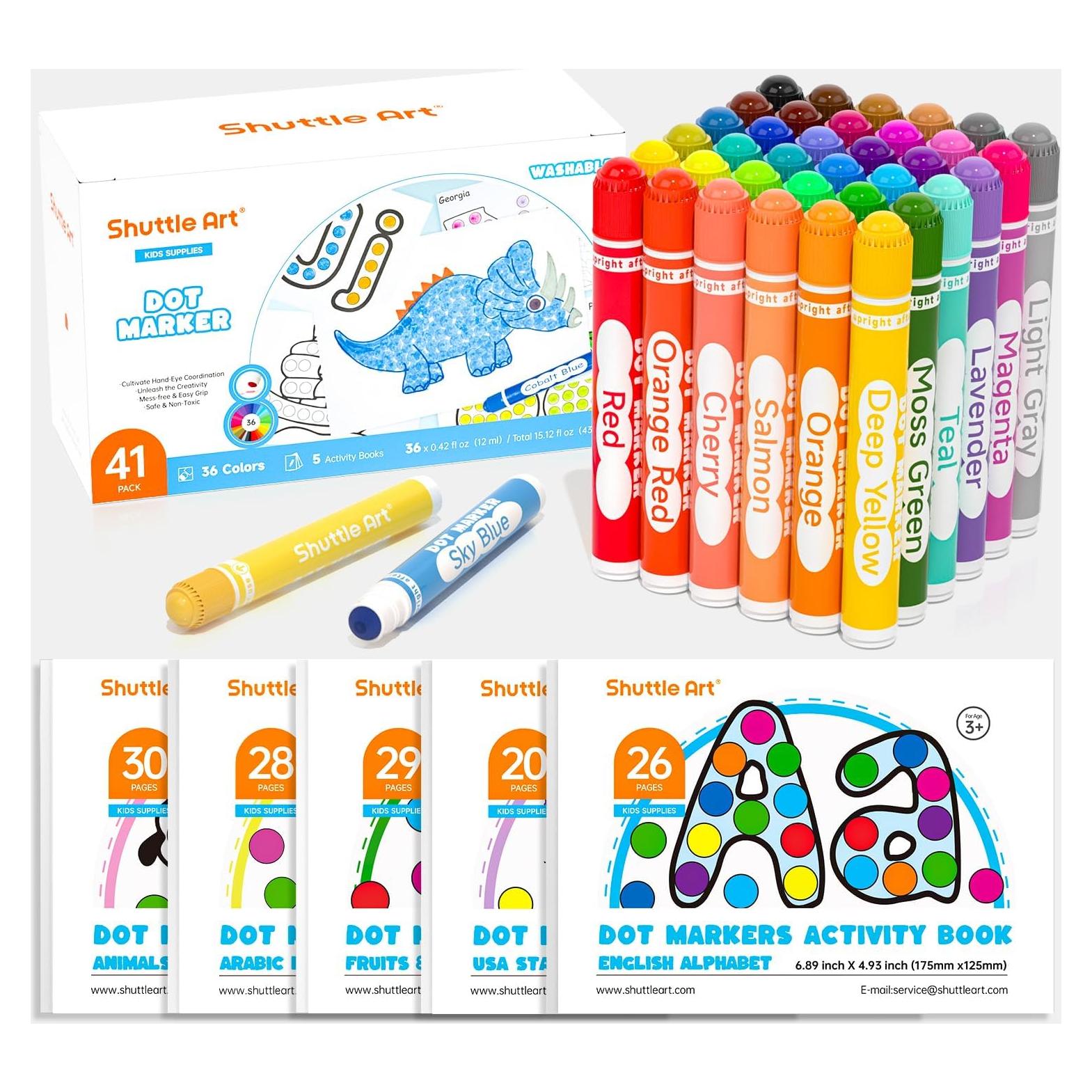 Marcadores de Puntos Shuttle Art 36 Colores + 5 Libros Actividad