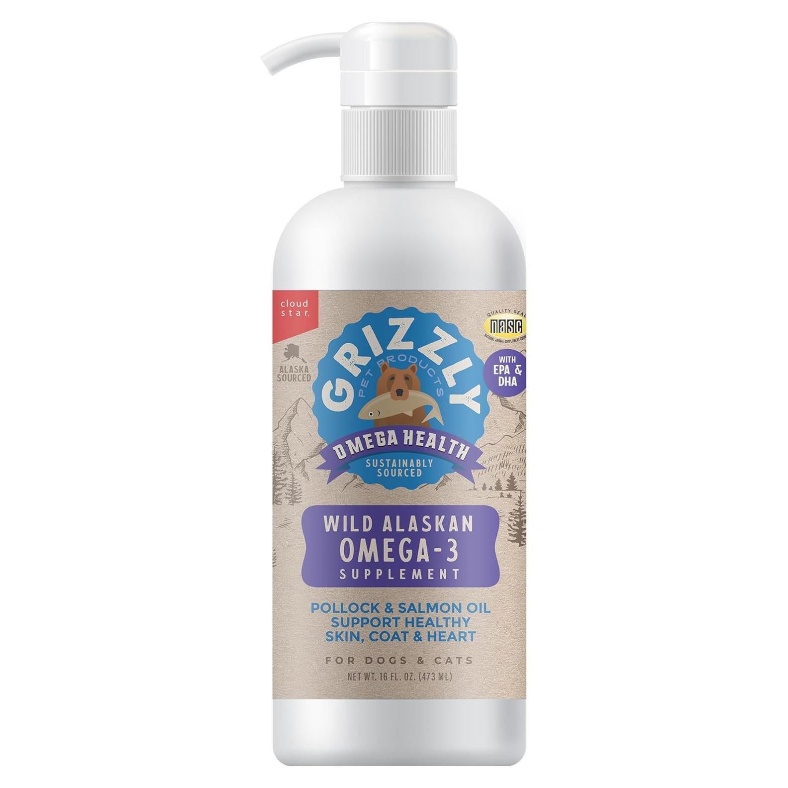 Suplemento Líquido Omega-3 Grizzly para Perros y Gatos 473 ml