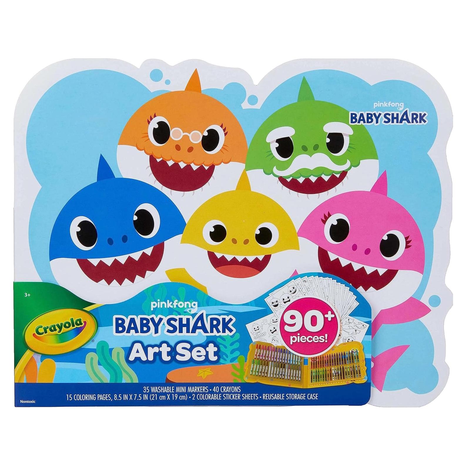 Crayola Baby Shark Art Set, 90 Pieces, Gift for Kids, 4, 5, 6, 7