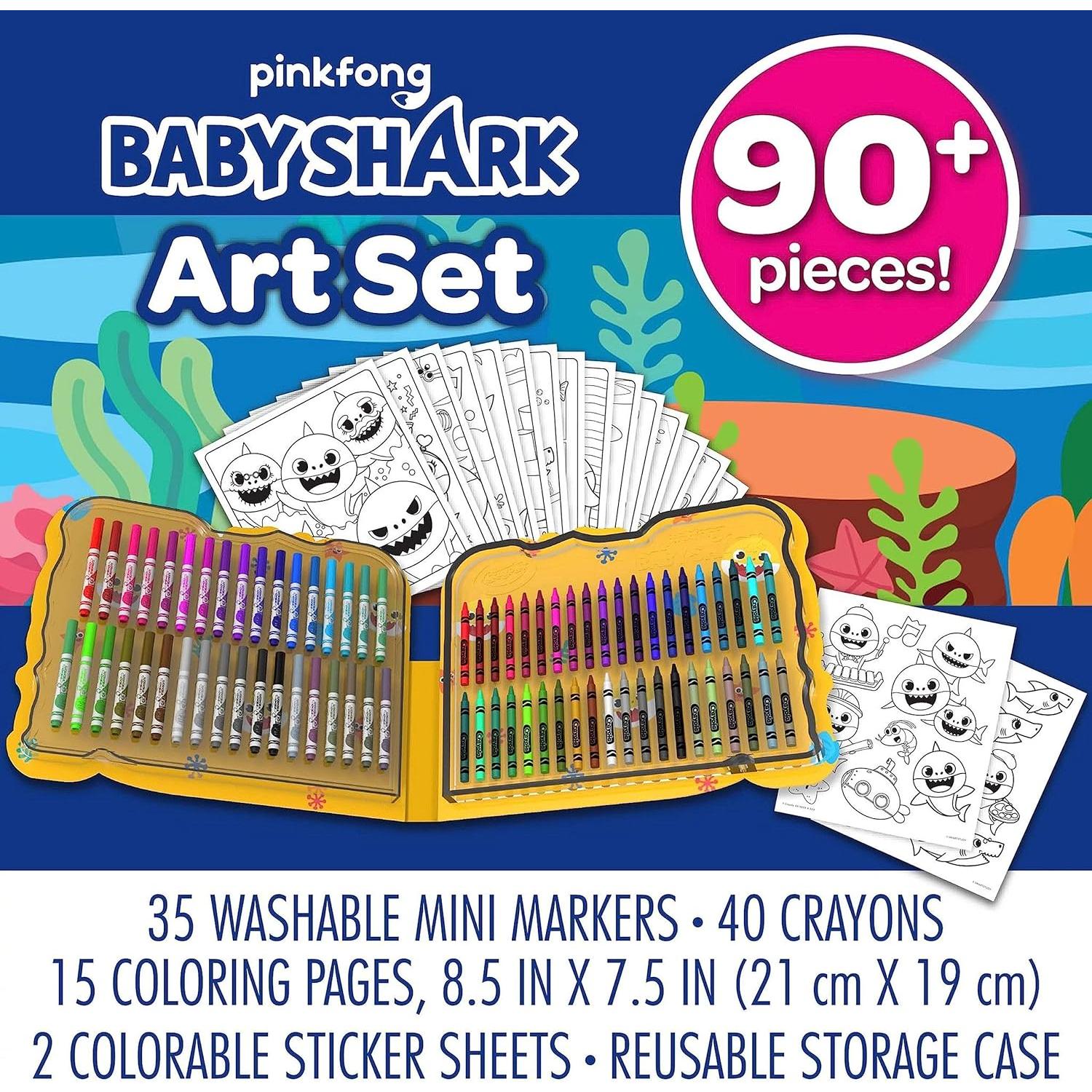 Crayola Baby Shark Art Set, 90 Pieces, Gift for Kids, 4, 5, 6, 7