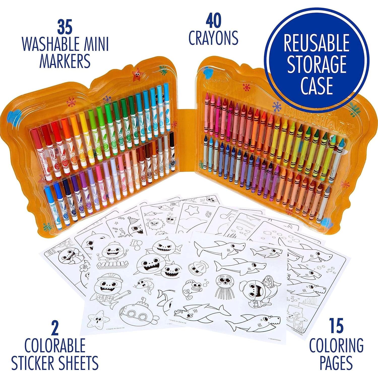 Crayola Baby Shark Art Set, 90 Pieces, Gift for Kids, 4, 5, 6, 7