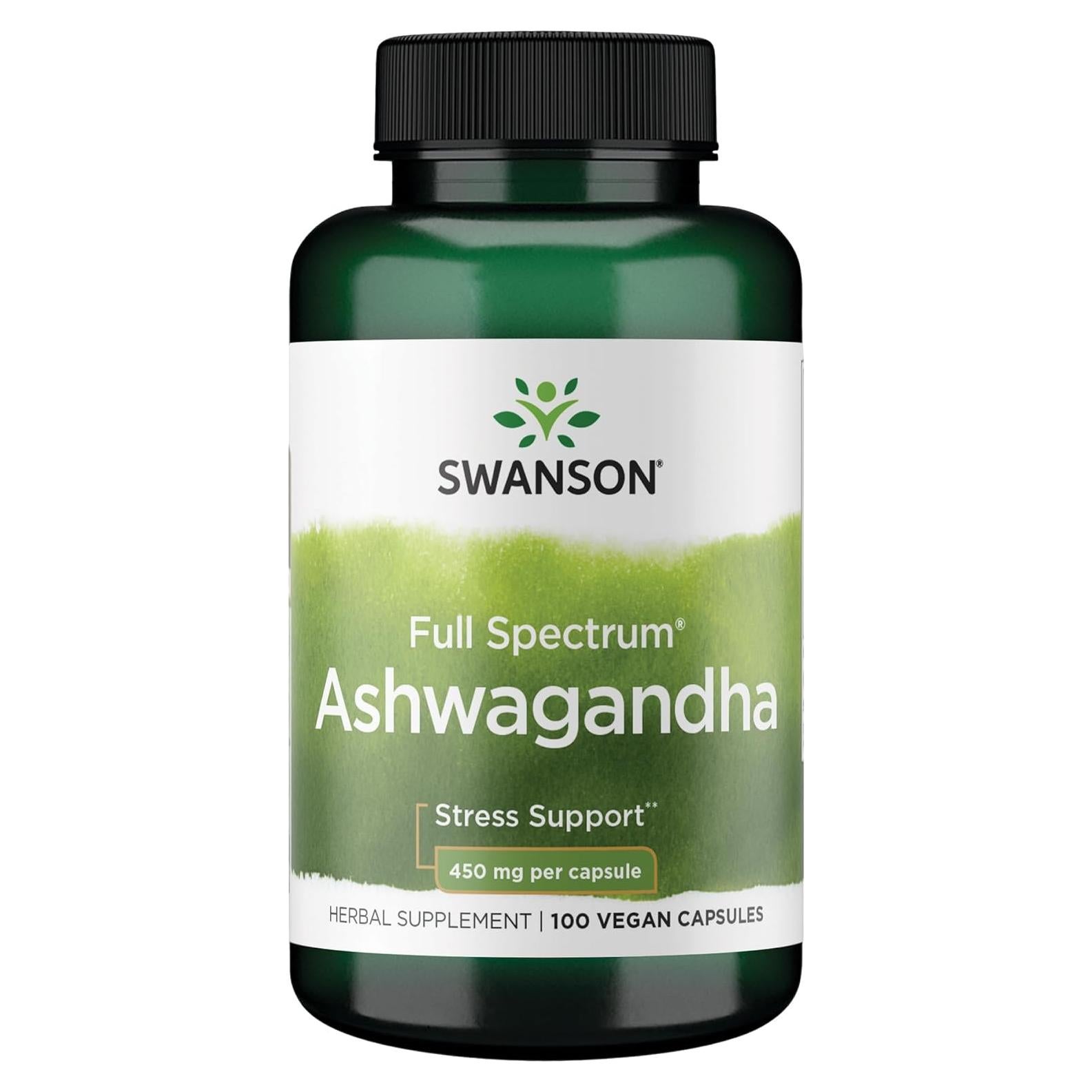 Suplemento de Ashwagandha Swanson 100 cápsulas 450mg