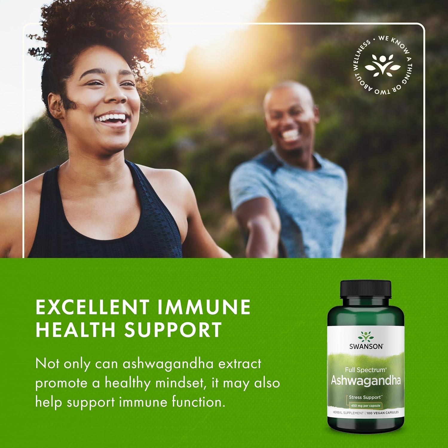 Suplemento de Ashwagandha Swanson 100 cápsulas 450mg