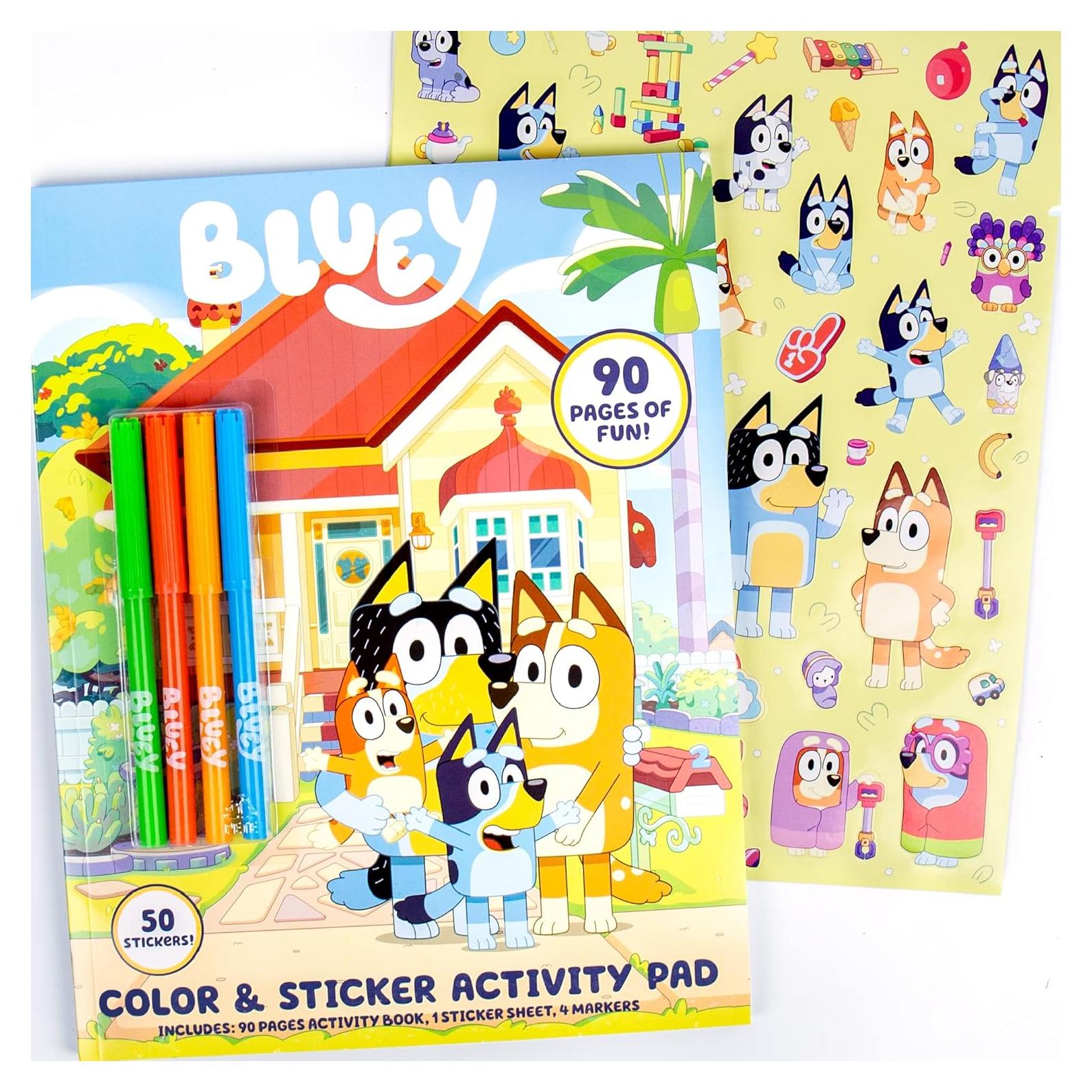 Libro para Colorear Bluey - 90 Páginas y Stickers