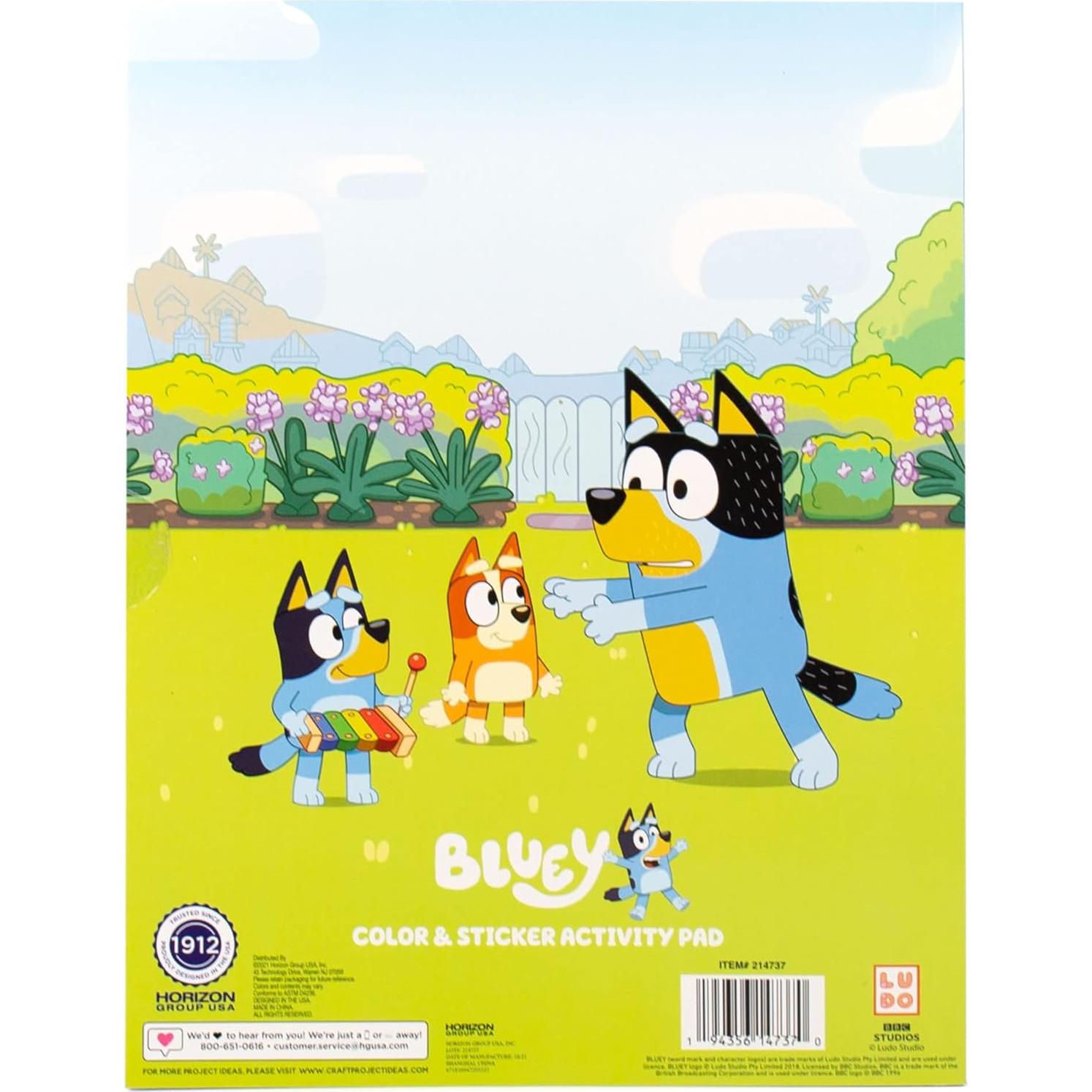 Libro para Colorear Bluey - 90 Páginas y Stickers