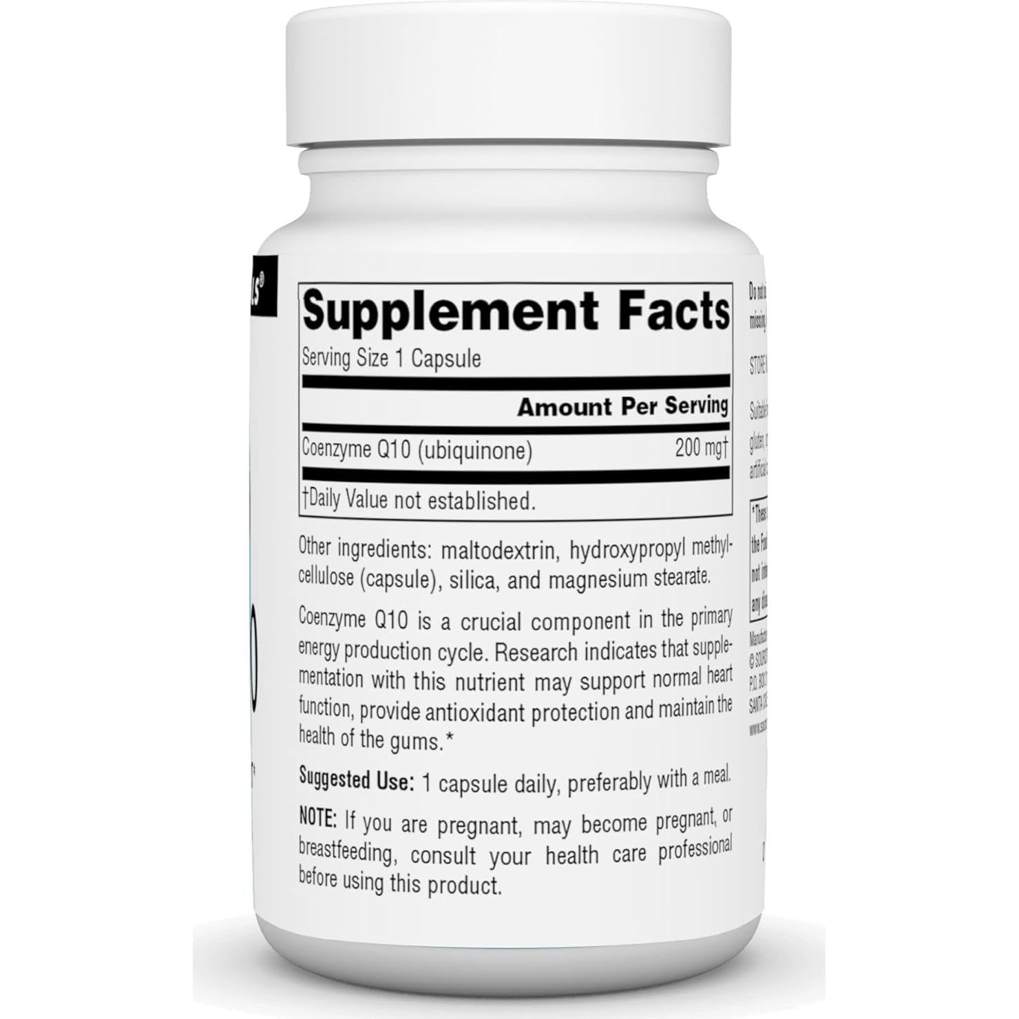 Coenzima Q10 Source Naturals 200 mg - 30 Cápsulas Vegetarianas