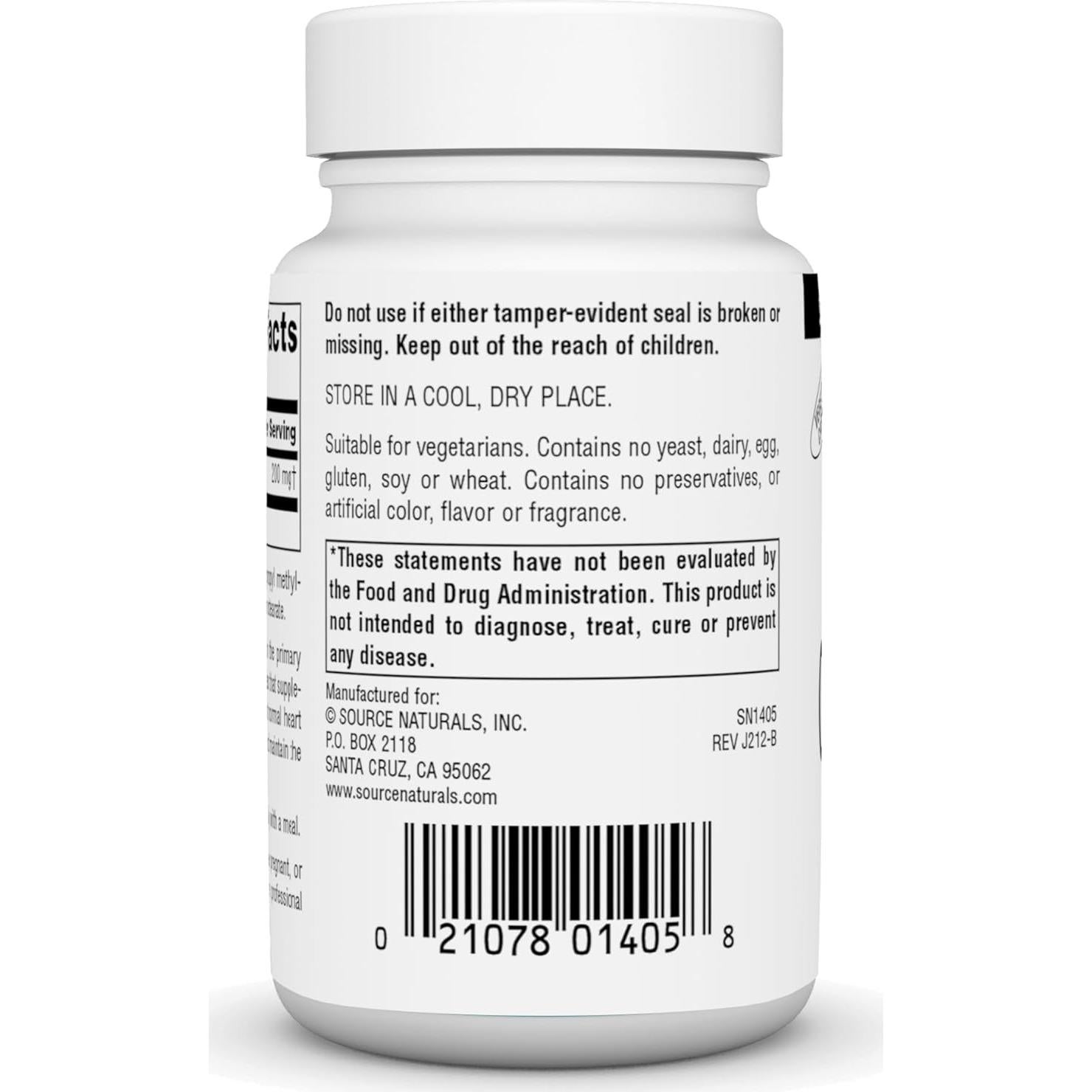 Coenzima Q10 Source Naturals 200 mg - 30 Cápsulas Vegetarianas