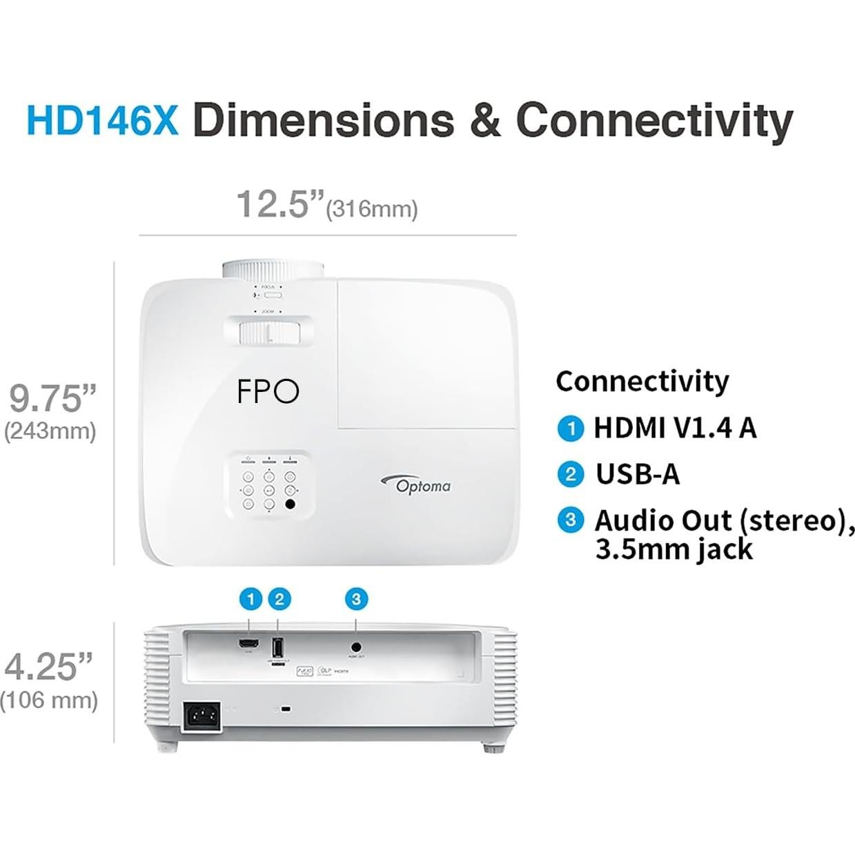 Proyector Optoma HD146X 1080p 3600 Lúmenes para Cine y Juegos