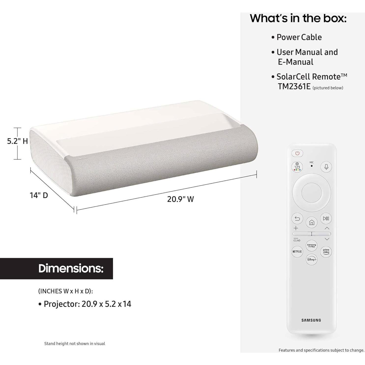 Proyector Láser Ultra Corto 4K Samsung SP-LPU7D 120" Smart TV