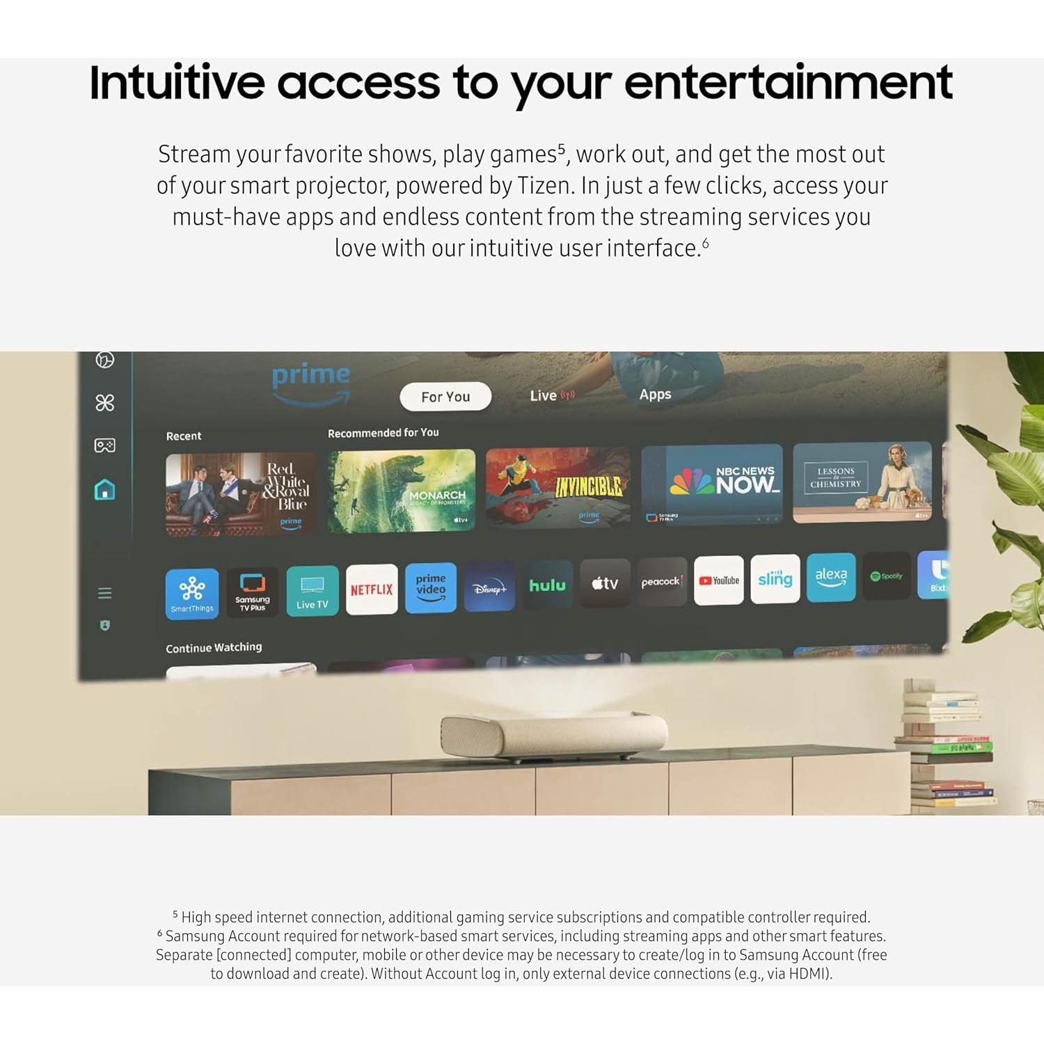 Proyector Láser Ultra Corto 4K Samsung SP-LPU7D 120" Smart TV