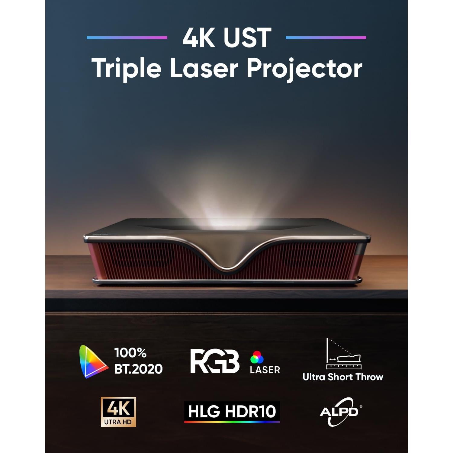 Proyector Láser NOMVDIC P2000 UST 4K 2500 Lúmenes 3D Dolby
