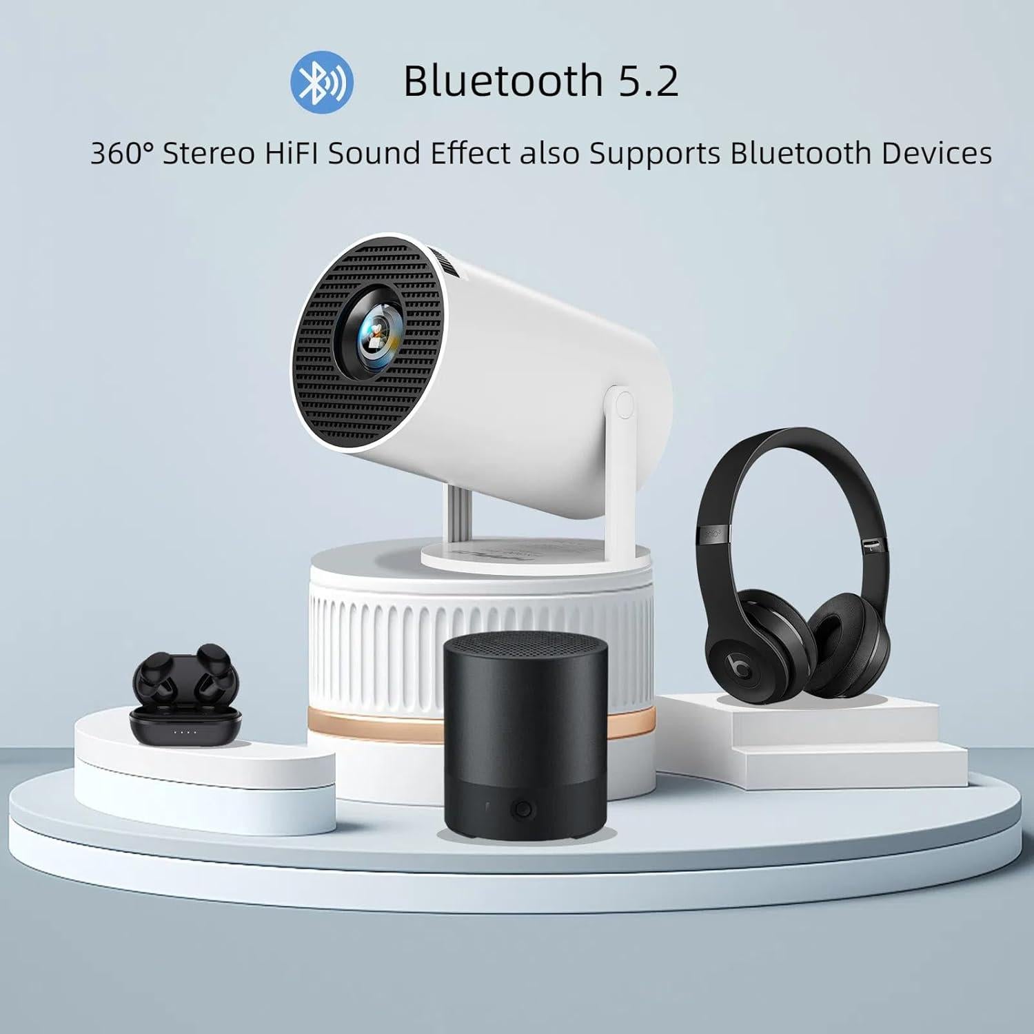 Proyector Mini Portátil Faatchoi 360 ANSI 1080P WiFi Bluetooth