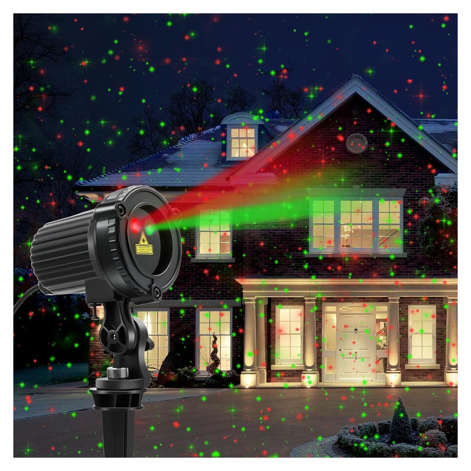 Luces Láser de Navidad HERHOTER Rojo y Verde IP65 para Exterior