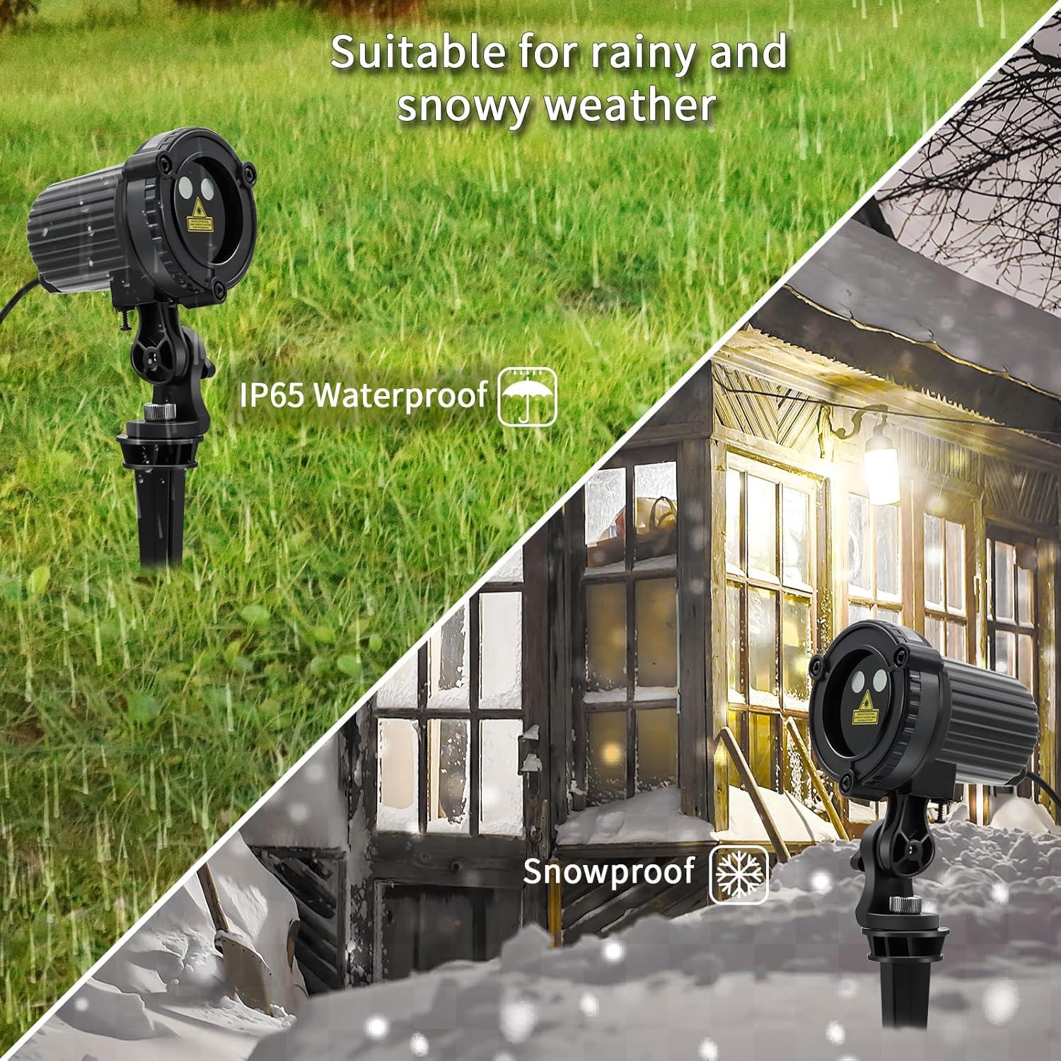 Luces Láser de Navidad HERHOTER Rojo y Verde IP65 para Exterior