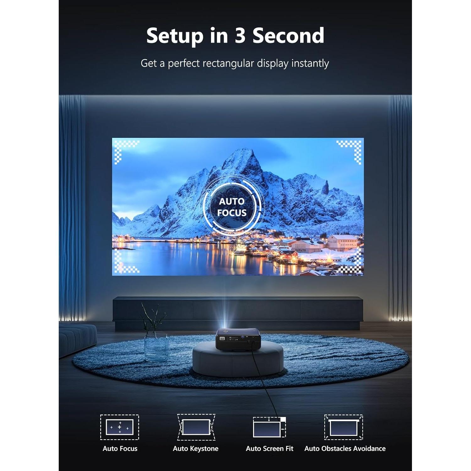 Proyector 4K ZCGIOBN WiFi 6 Bluetooth 1700 Lúmenes HDR